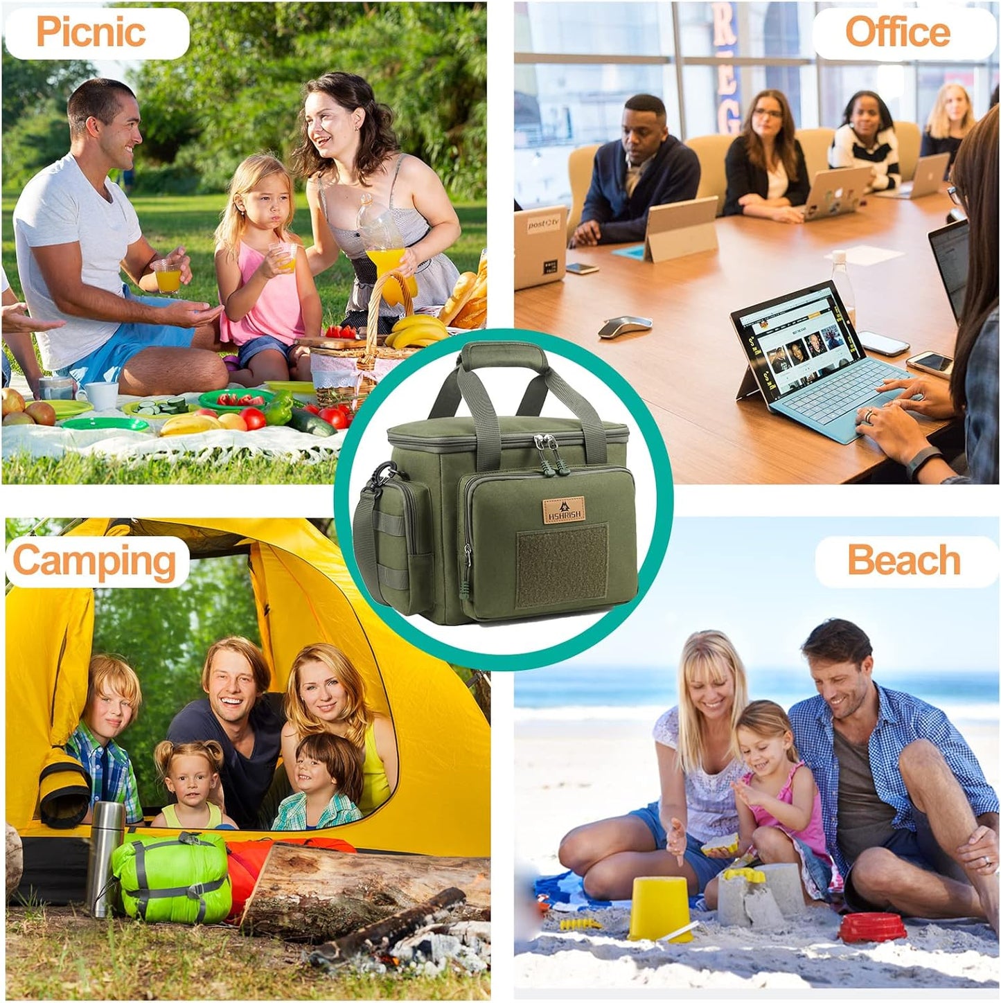 HSHRISH Tactical Large Lunch Bag for Men,Leakproof Insulated Lunch Box, Durable Soft Cooler Bag with Shoulder Strap Lunch Pail for Work Shifts Outdoor