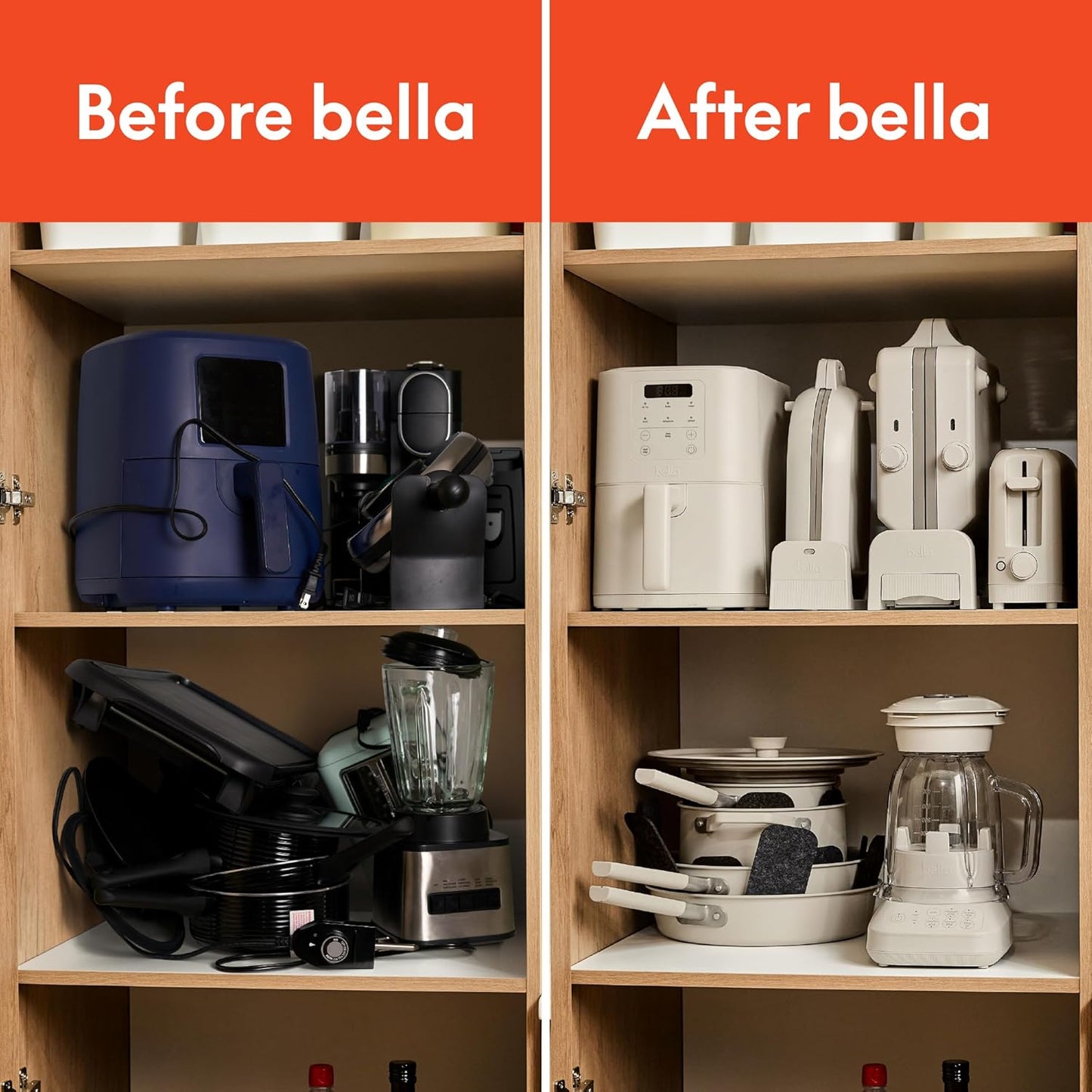 Bella 10-Speed Countertop Blender, Juicer and Smoothies, Fits Anywhere™, Slim Design with Lid and Lid for Dishwasher Stainless Steel Carafe, 450W, Surf