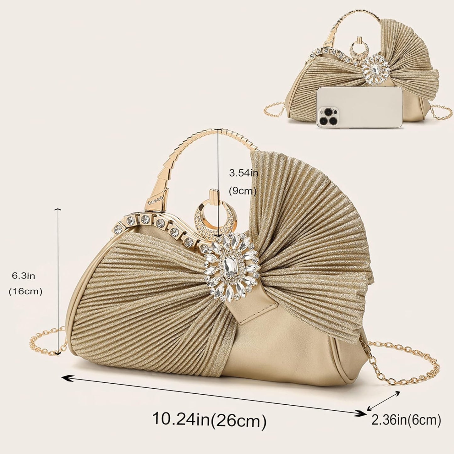 Buric Clutch Purses for Women Rhinestone Evening Handbag Bridal Wedding Prom Purse Formal Party Bow Tie Clutch for Women