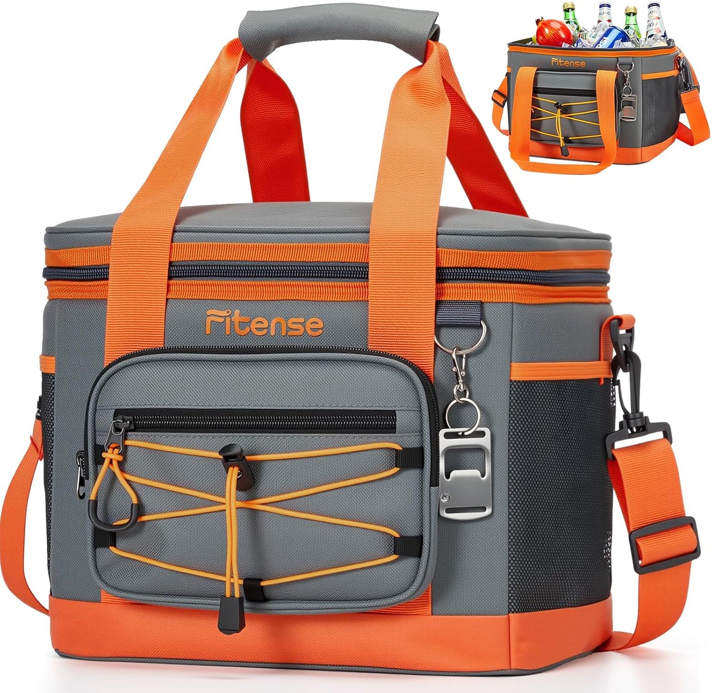 Fitense Soft Cooler Bag Insulated 50 Cans/33L, 27 Cans/20L Camping Cooler 4-Layer Leakproof, Collapsible Portable Lunch Cooler for Beach, Travel, Picnic, Grocery, Kayaking