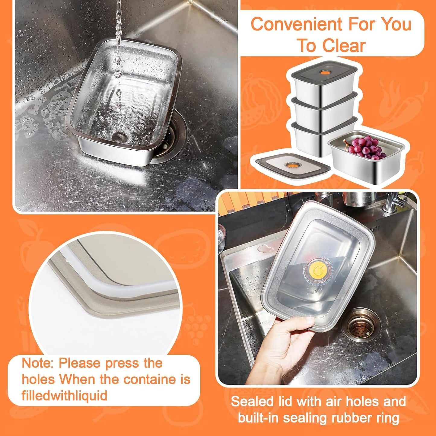 10 Pack Stainless Steel Food Storage Containers with Leak-Proof Lids, 50 oz / 1500 ml Airtight Bento Lunch Box Metal Meal Prep Container Stackable & Reusable for Fruit Snack Leftovers Freezer Safe