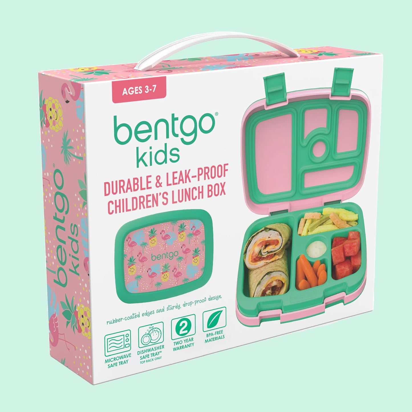 Bentgo Kids Prints Leak-Proof, 5-Compartment Bento-Style Kids Lunch Box - Ideal Portion Sizes for Ages 3 to 7 - BPA-Free, Dishwasher Safe, Food-Safe Materials - 2021 Collection (Llamas)