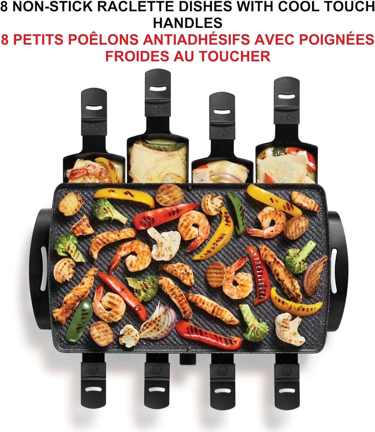 Starfrit The Rock Electric Raclette - 8 Person Party Grill - 8 Spatulas - Reversible Plate - 1500W
