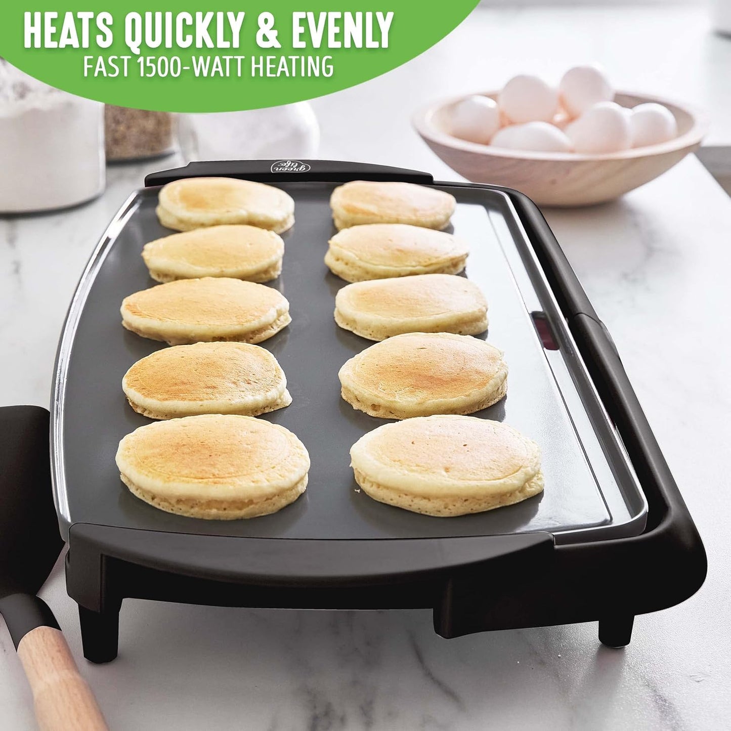 GreenLife Healthy Ceramic Nonstick, Extra Large 20" Electric Griddle for Pancakes Eggs Burgers and More, Stay Cool Handles, Removable Drip Tray, Adjustable Temperature Control, PFAS-Free, Soft Pink
