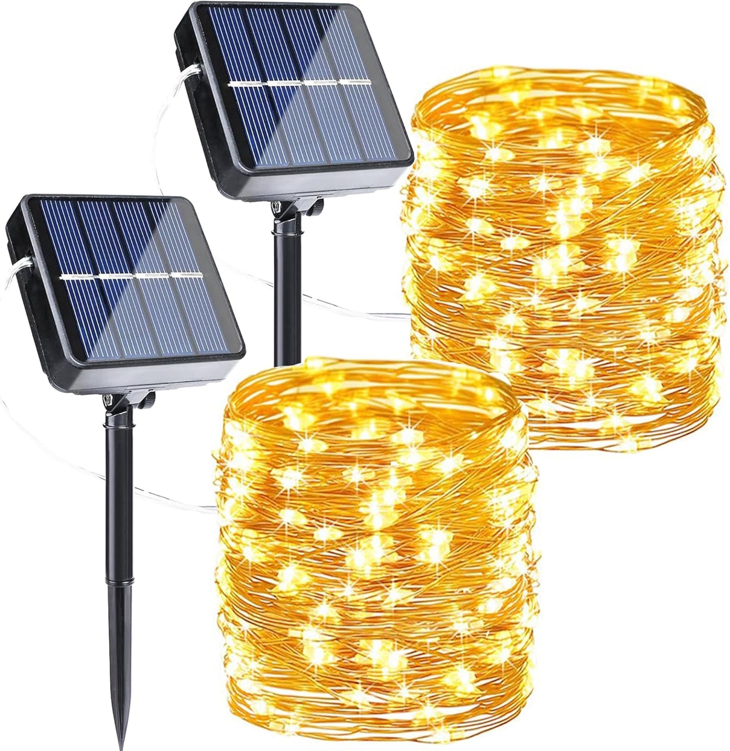 Joomer Solar String Lights Outdoor, 2Pack Total 80FT 240LED 8 Modes Solar Fairy Lights, Super Bright Waterproof Twinkle Lights for Tree, Patio, Garden, Outdoors (Warm White)
