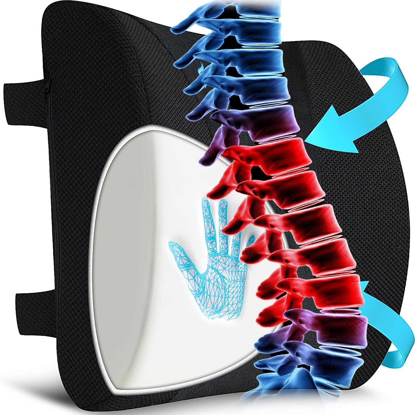 Gel Lumbar Support for Office Chair Back Support for Lower Back Pain Relief Cooling Chair Back Support Cushion Improves Posture Back Rest Memory Foam Back Support Pillow for Gaming Chair, Driving Seat