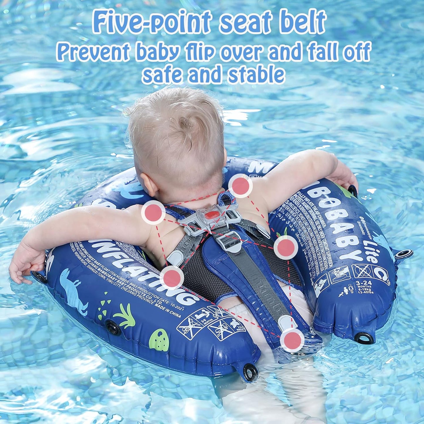Mambobaby Baby Swim Float with Canopy, Non-Inflatable Solid Baby Float, Upgrade Soft Skin-Friendly Material Infant Swim Float