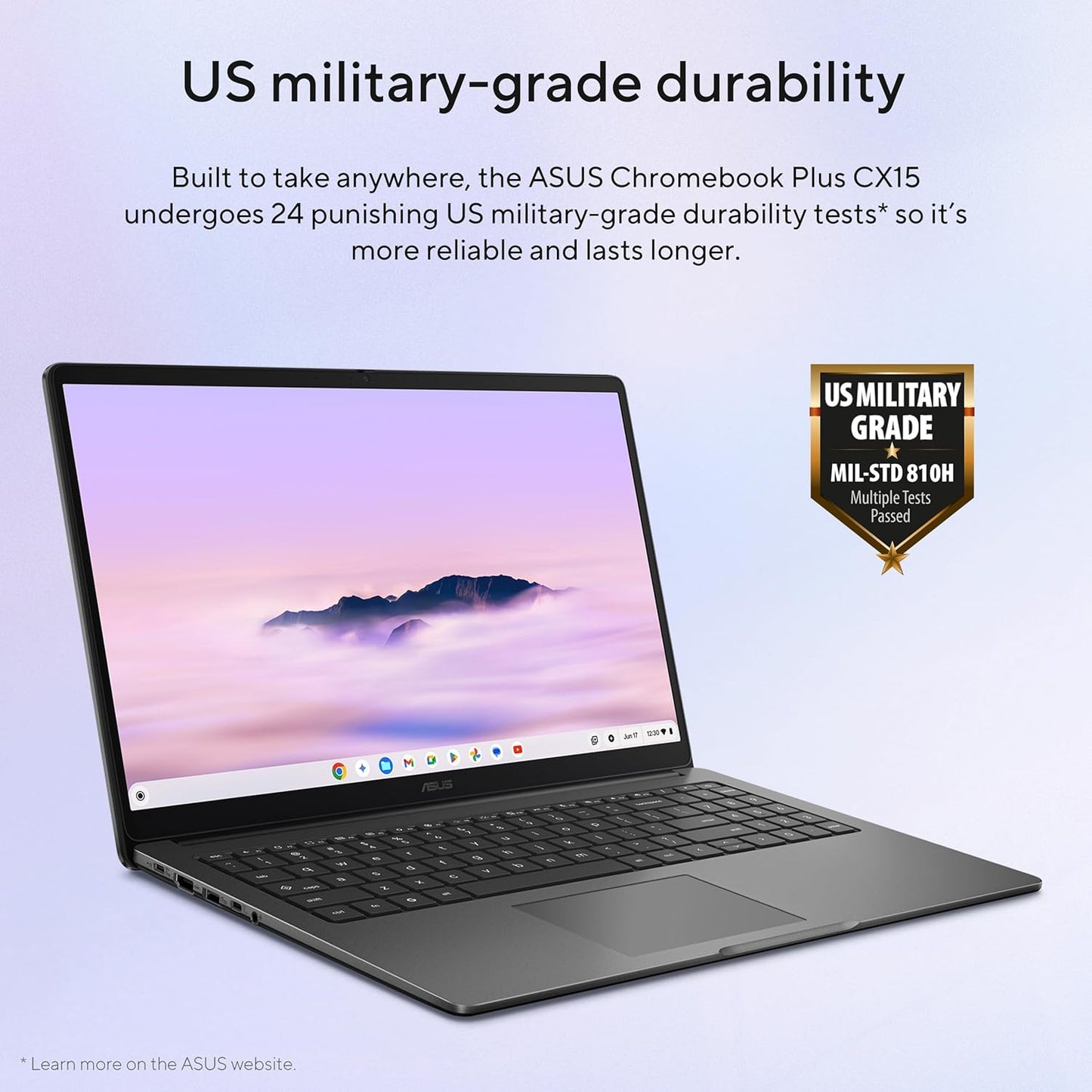 ASUS Chromebook Plus CX15, 15.6” 16:9 FHD (1920 x 1080) Anti-Glare Display, Intel® Core™ 3-N355 Processor, 128GB Storage, 8GB RAM, ChromeOS, Rock Grey, CX1505CTA-AS31-CB
