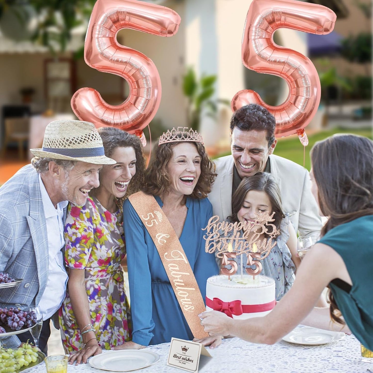 65th Birthday Decorations for Women, Including 65th Birthday Sash and Crown, Cake Topper and Candles, Number Balloons Rose Gold, 65 Year Old Gifts for Women