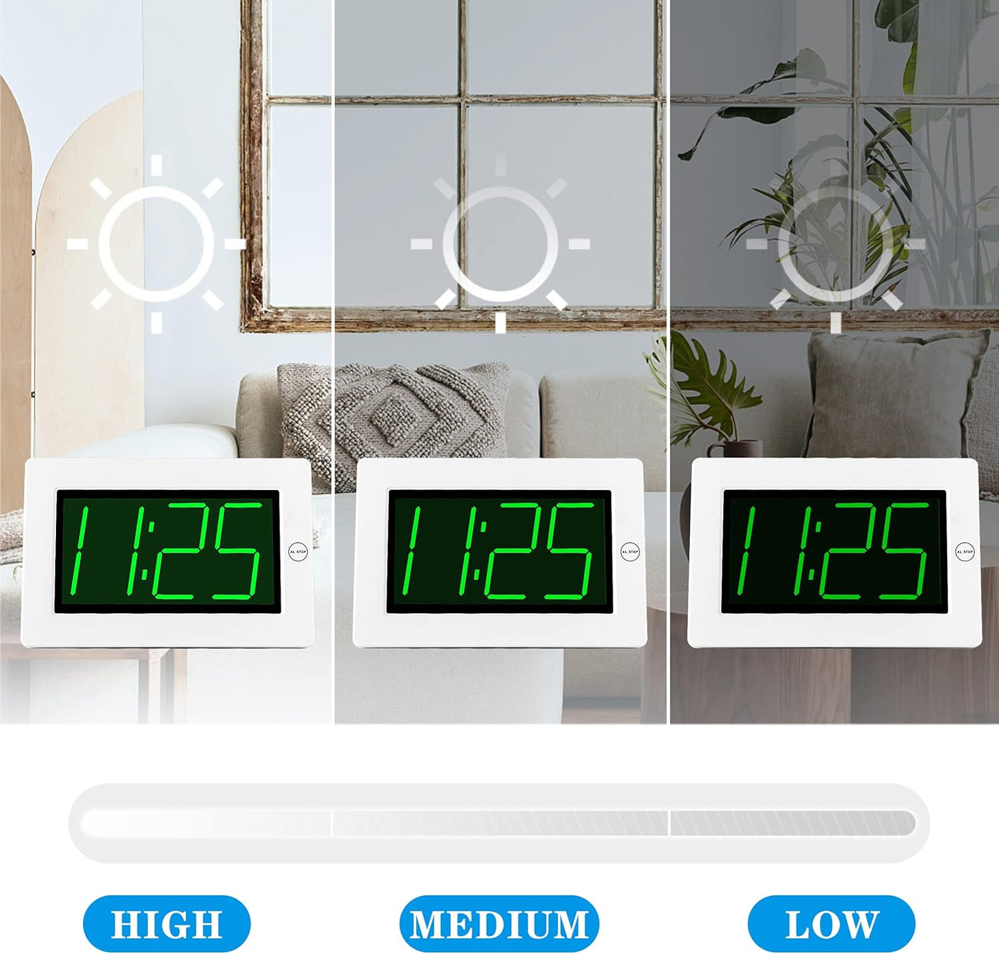 Wall Clock, Digital Clock, 8" Extra Large Display, 3" Big LED Number, Battery Operated, Adjustable Brightness, Clock for Bedroom, for Desk, Wall Mounted
