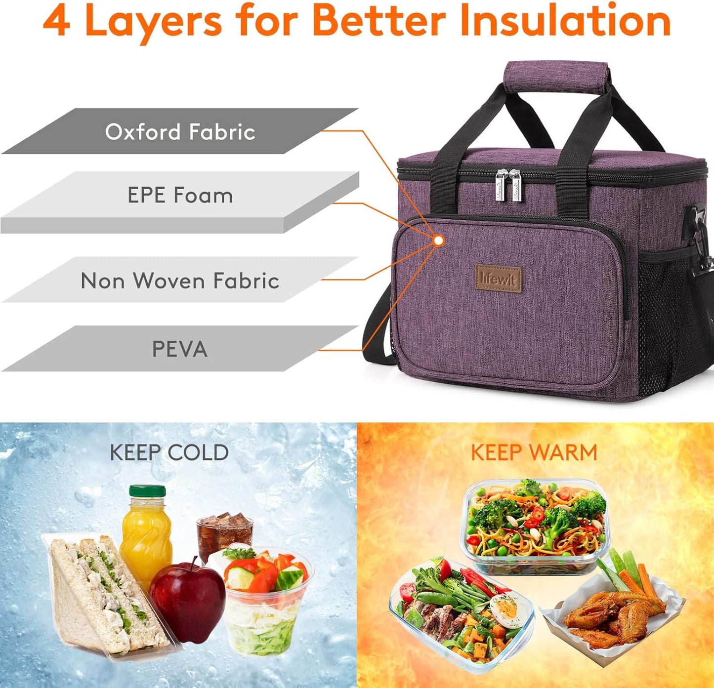Lifewit Lunch Bag for Men, Insulated Lunch Box Leakproof Soft Cooler Cooling Tote for Adult Women, Waterproof Reusable Lunch Bags for Work Office Outdoor Picnic Camping, Black, 12-Can (9L)