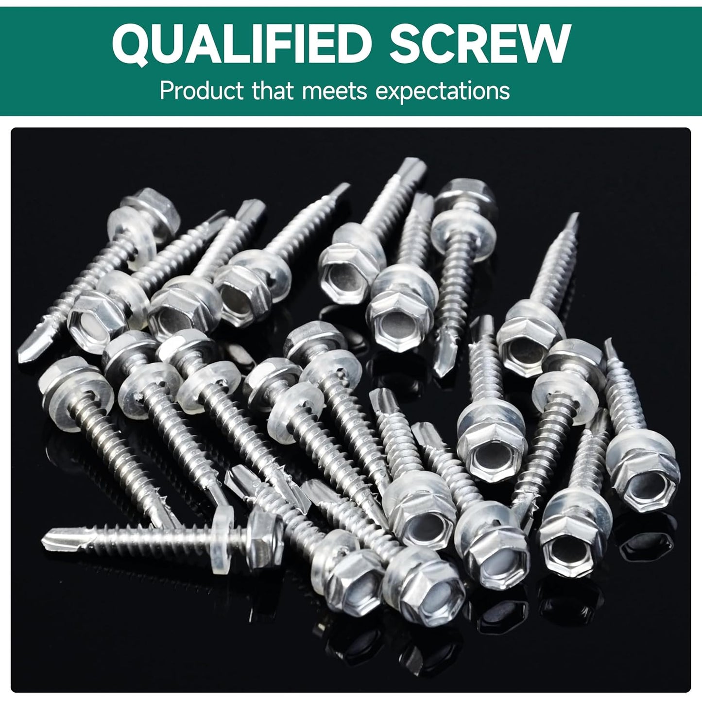 EASTPUK 100Pcs #8 x 1/2" Sheet Metal Screws, 410 Stainless Steel Self Drilling Hex Washer Head Self Tapping Screws for Metal with Drill Bit
