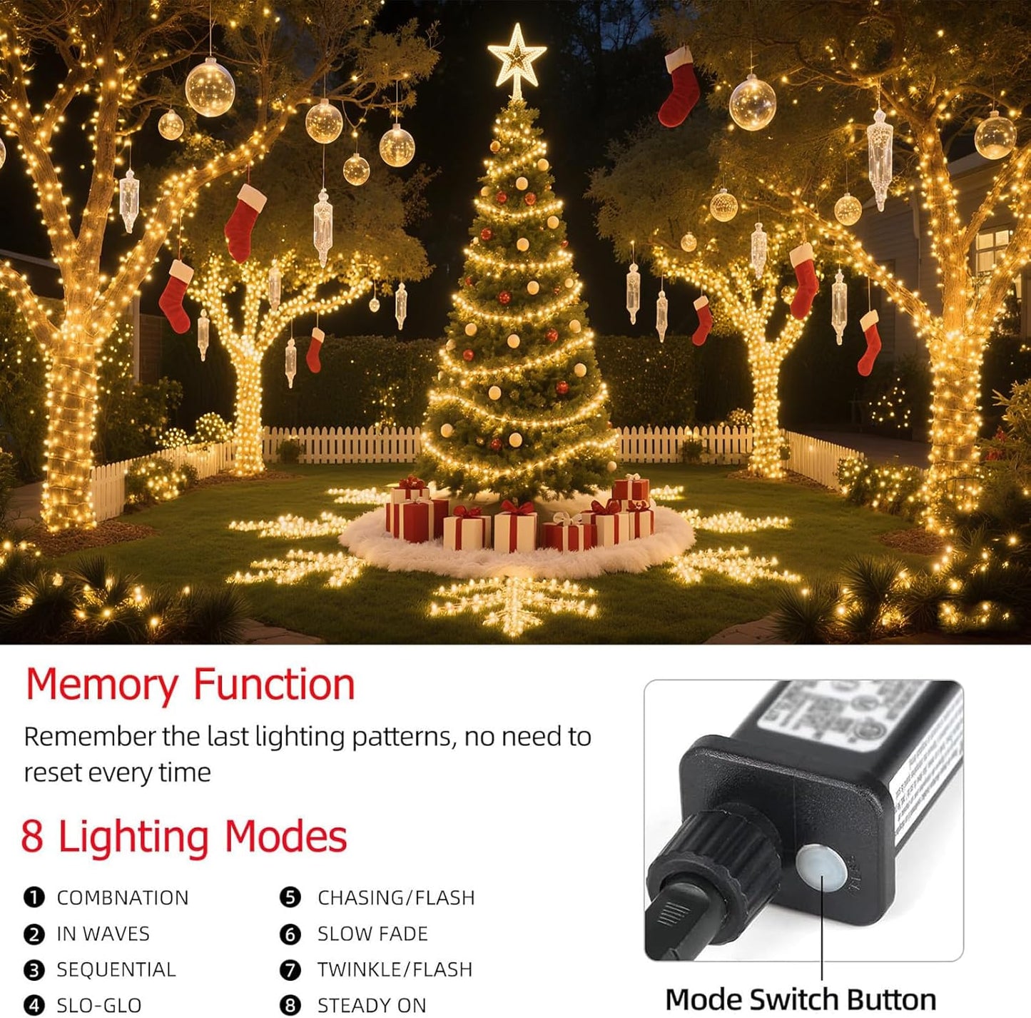 Tcamp 105FT 300 LED Purple Orange Halloween Decorations Lights Motion Activated Sync with 4 Scary Music, 6 Modes Halloween String Lights for Party Yard Outdoor Indoor Decor (3 Sets Connectable)