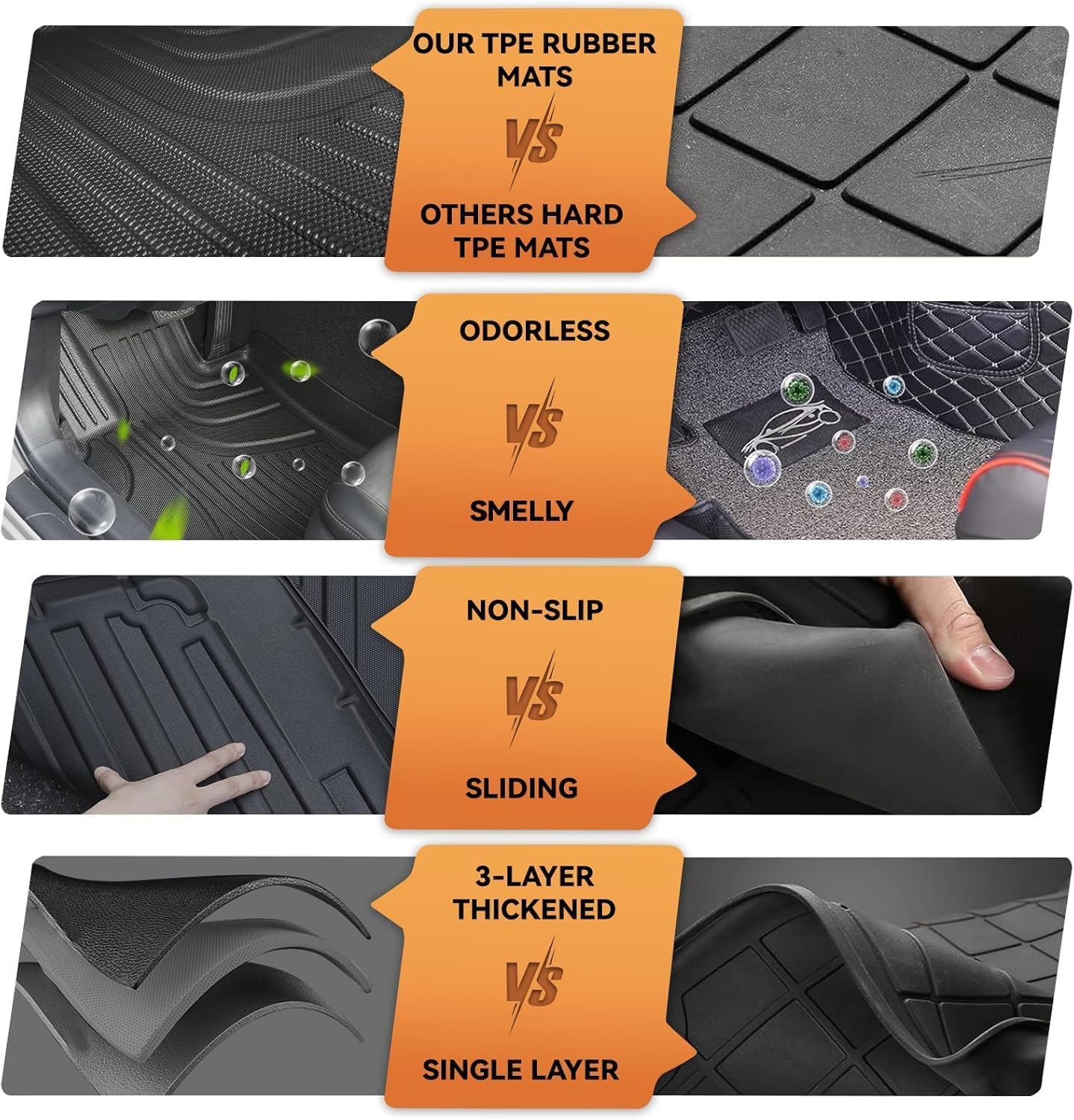 AOMSAZTO Floor Mats & Trunk Mat for 2024 2025 Chevy Equinox EV (Non Fuel),TPE All Weather Protection 2 Rows Car Floor Liners with Cargo Liner for Chevrolet Equinox EV (Non Fuel)