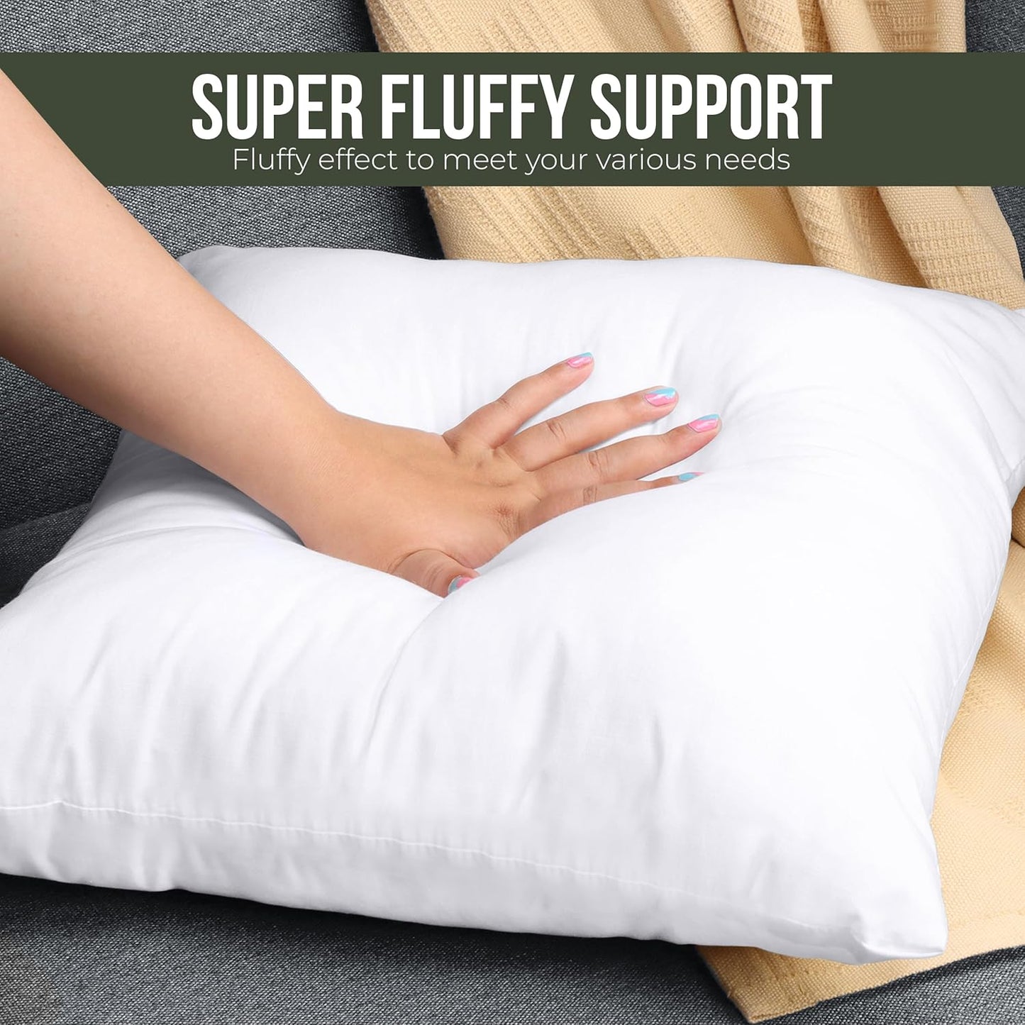 Utopia Bedding Throw Pillows (Set of 4, White), 18 x 18 Inches Pillows for Sofa, Bed and Couch Decorative Stuffer Pillow