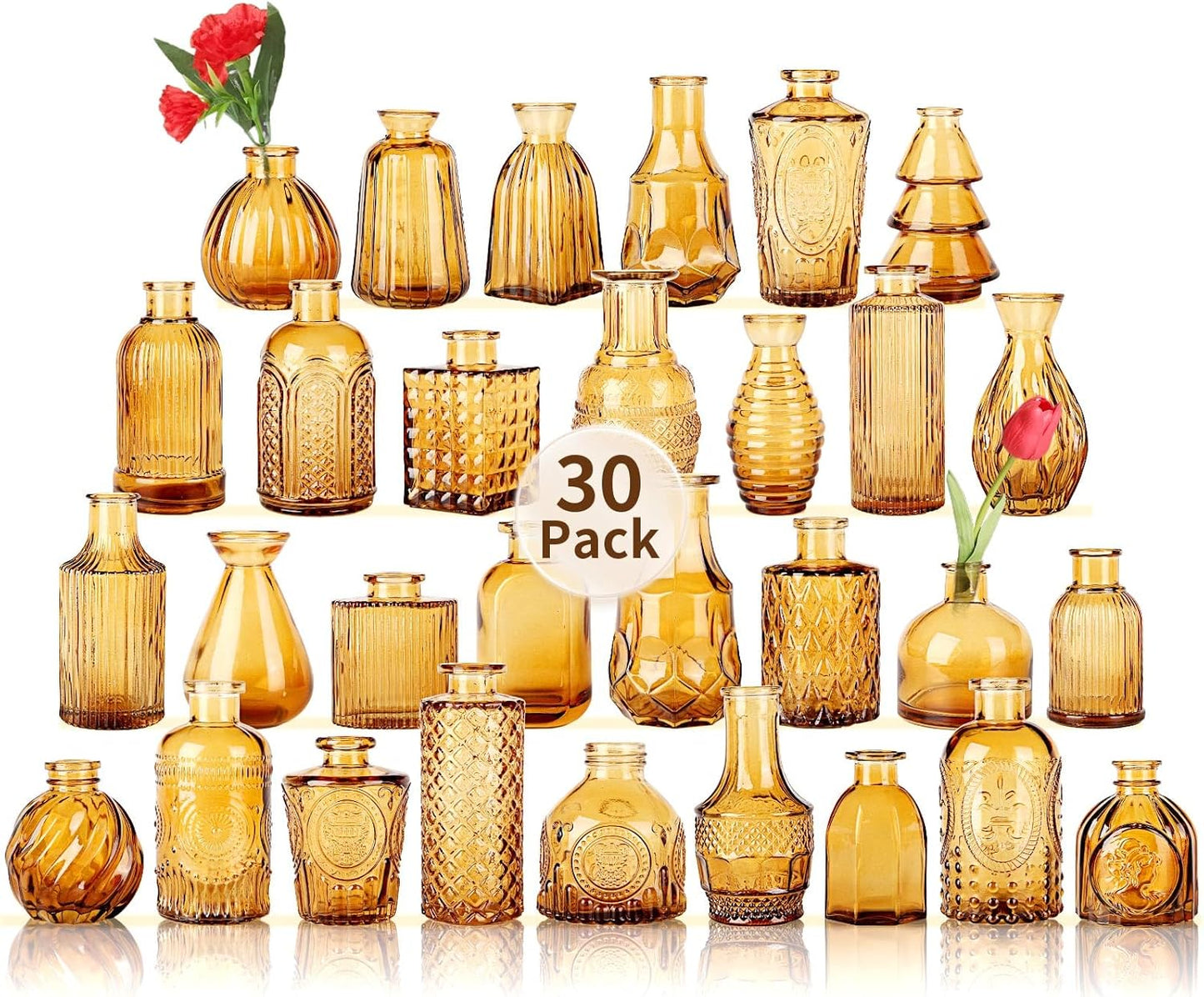 30 Pcs Mini Bud Vases As Wedding Centerpieces for Tables,Clear Bud Vases for Flowers,Small Flower Vases Suitable for Birthday Party,Anniversary,Wedding Reception,Baby Shower