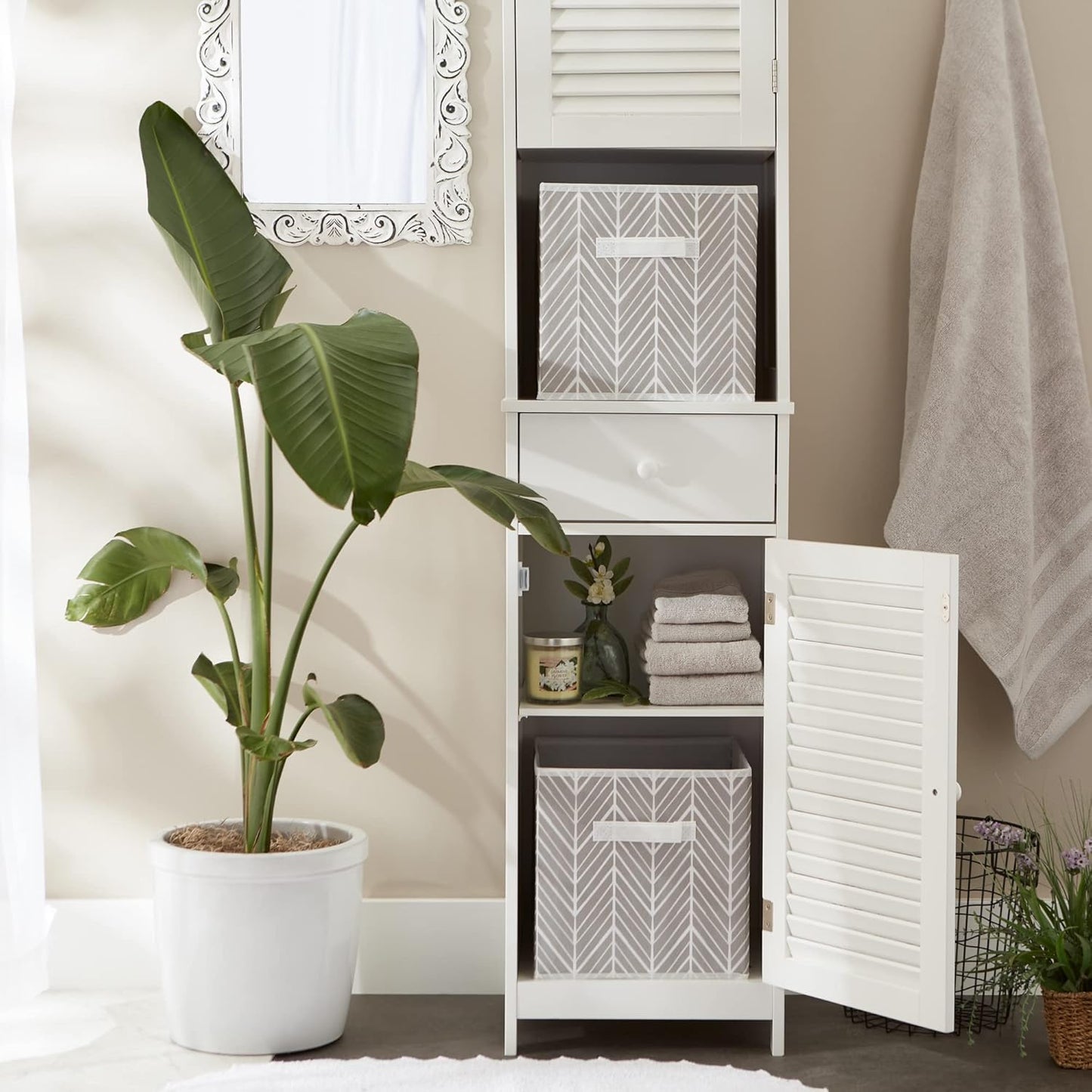 DII Foldable Fabric Storage Containers for Nurseries, Offices, Closets, Home Decor, Cube Organizers & Everyday Storage Needs, (Large - 11 x 11 x 11) Scroll Nautical Blue - Set of 2