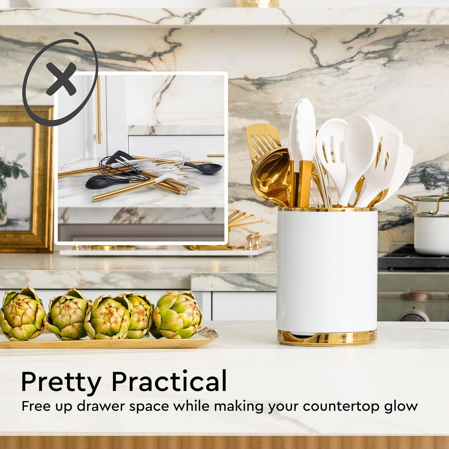 Purilite Select White Utensil Holder