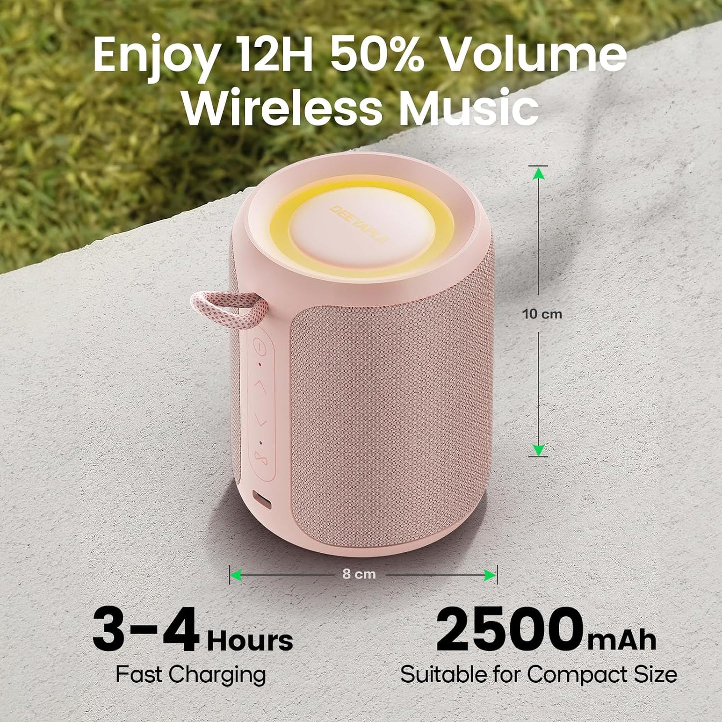 Deeyaple Portable Bluetooth Speaker, IP67 Waterproof Mini Bluetooth Speaker Wireless V5.3 with Stereo Sound,All Day,TWS Pairing,LED Light,Gift for him/her (Black)