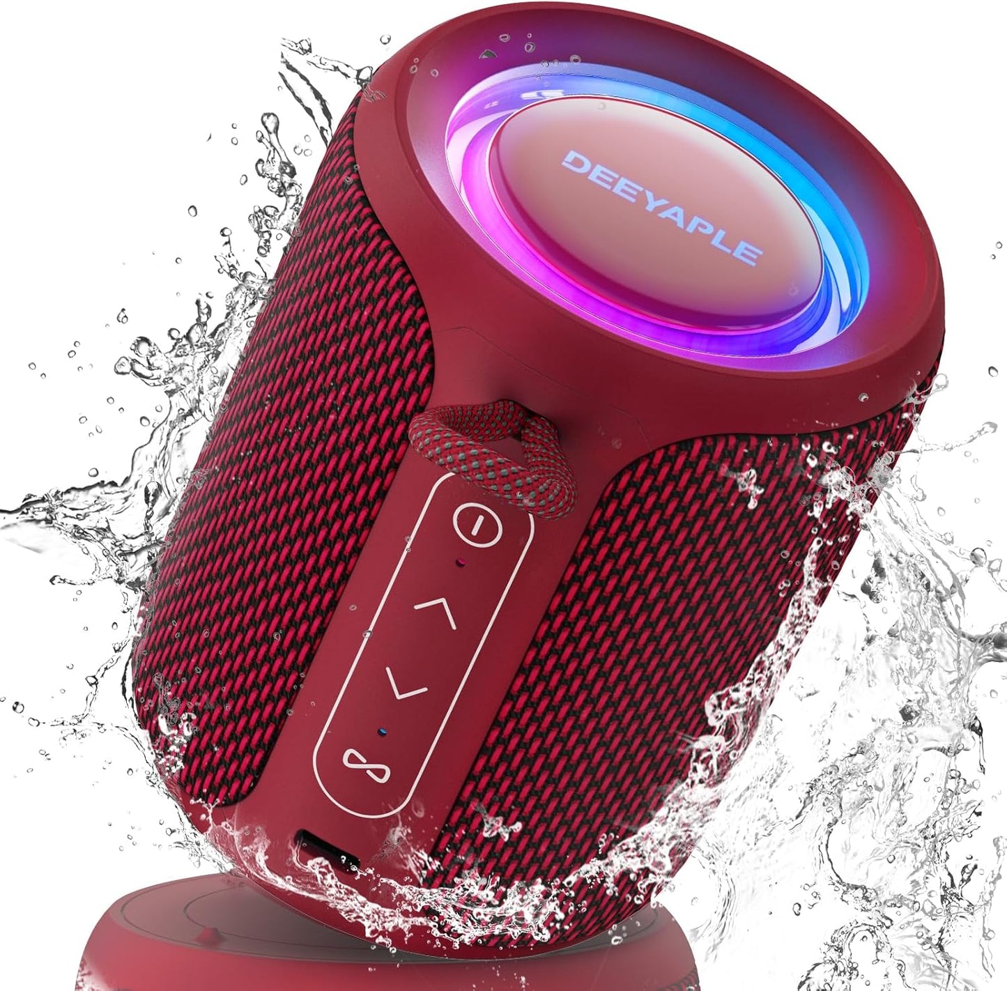Deeyaple Portable Bluetooth Speaker, IP67 Waterproof Mini Bluetooth Speaker Wireless V5.3 with Stereo Sound,All Day,TWS Pairing,LED Light,Gift for him/her (Black)