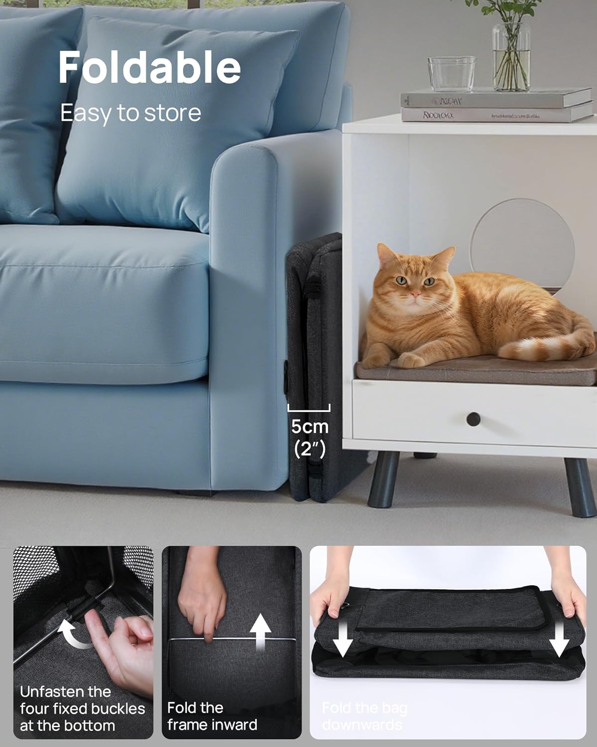 Pecute Cat Carrier Airline Approved, Thickened 5mm Steel Wire Frame, Stable Dog Carrier for Small Dogs, Breathable Foldable Pet Carrier with Sunshade, Suitable for Pets up to 5kg/11lbs (Dark Gray)