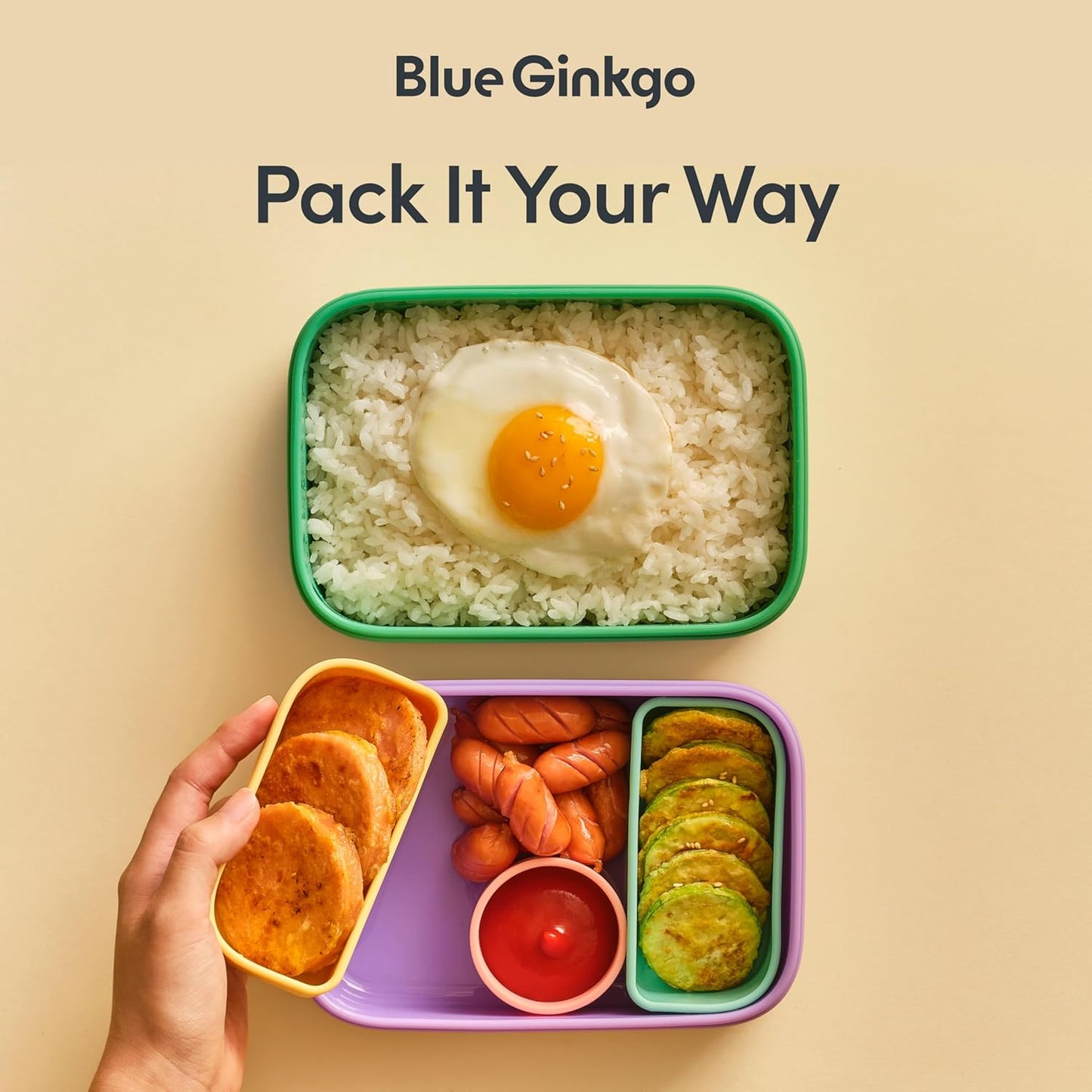 Blue Ginkgo Kids Silicone Lunch Box Set – Durable Heavy-Duty Silicone Bento Box, Microwave, Freezer, Dishwasher Safe – Airtight, BPA Free (Made in Korea, Coral)