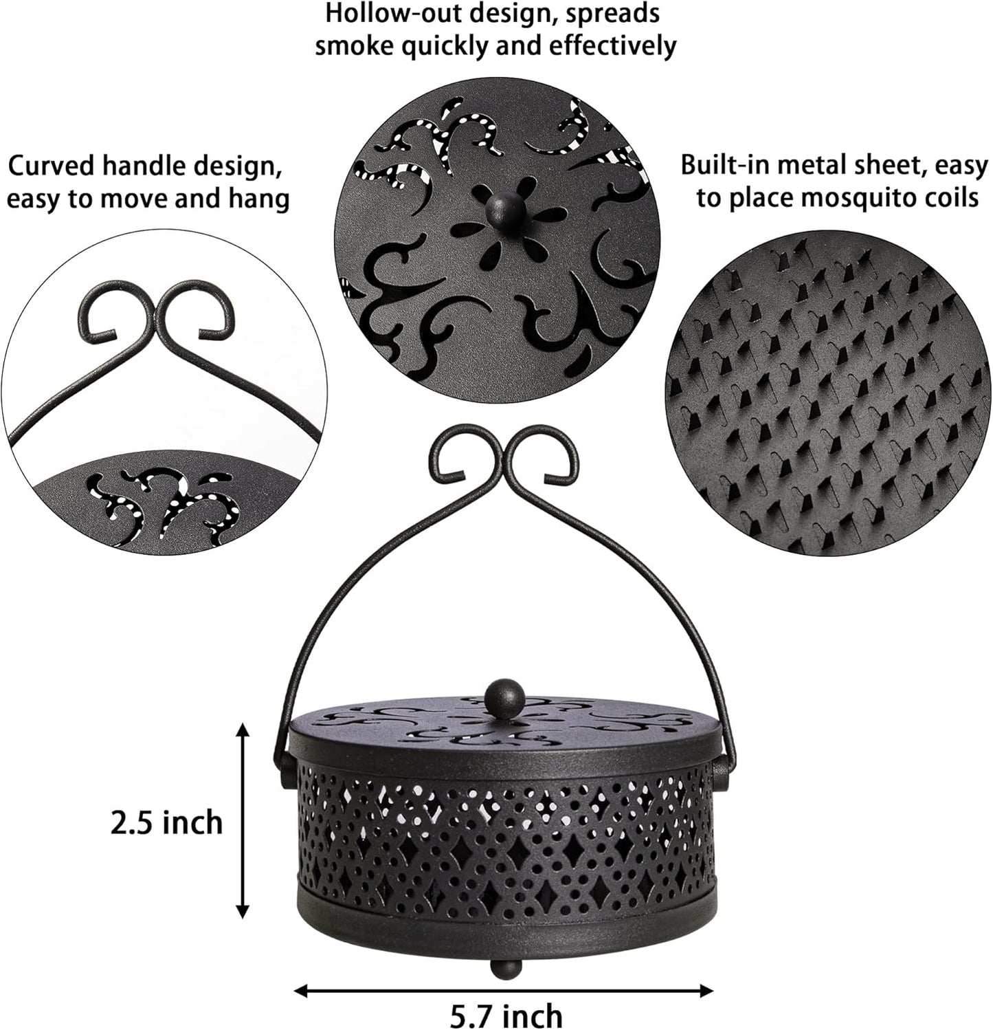 Purilite Select Metal Mosquito Coil Holder with Lid