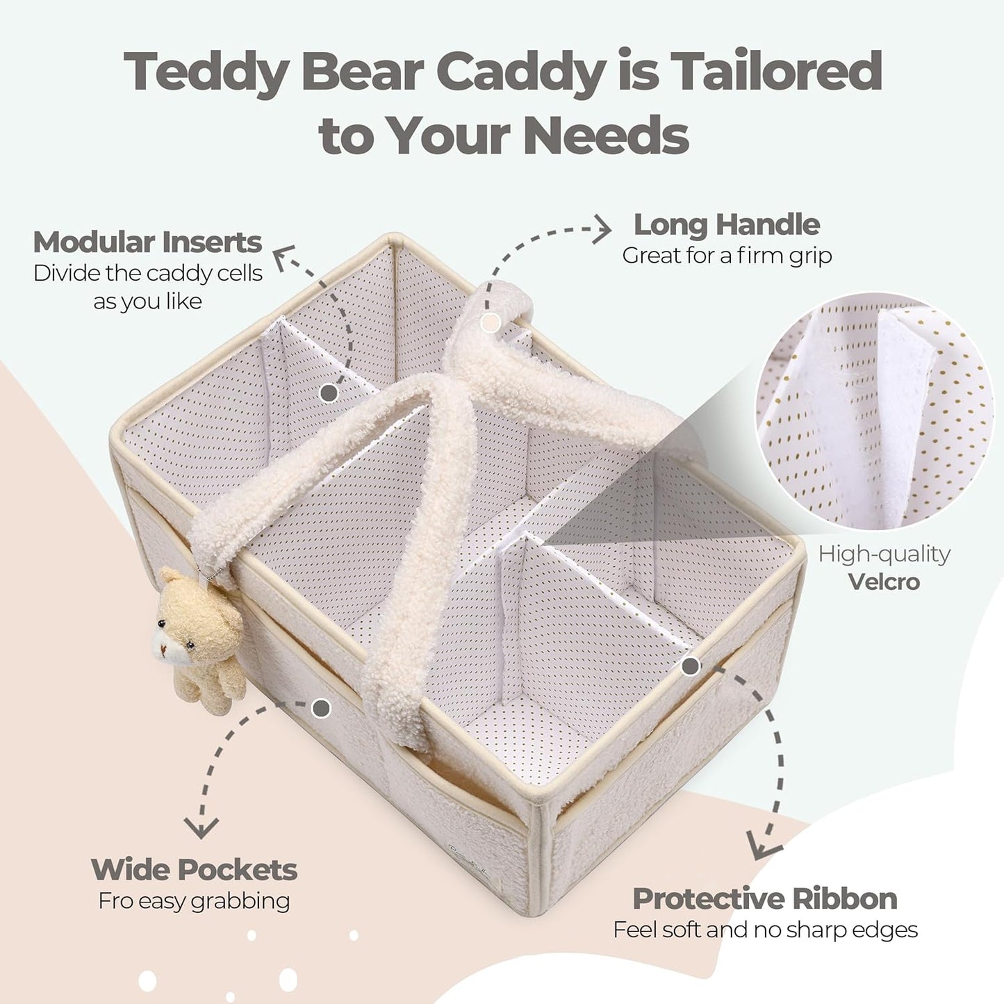 PeraBella Baby Diaper Caddy Organizer, Baby Organizers and Storage for Changing Table, Babies Shower Gift Basket for Boy &Girl, Nursery Essentials Car Caddy Organizer with Handle, White Diaper Basket
