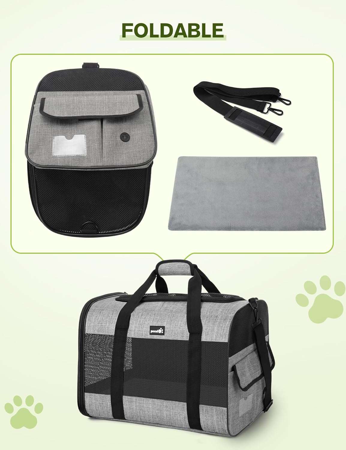 Pecute Cat Carrier Dog Carrier up to 15lbs,Pet Carrier for Cats and Puppies with Foldable Bowl, Soft-Sided Bag with Breathable Mesh, Suitable for Long and Short Trips Travel Camping Outdoor