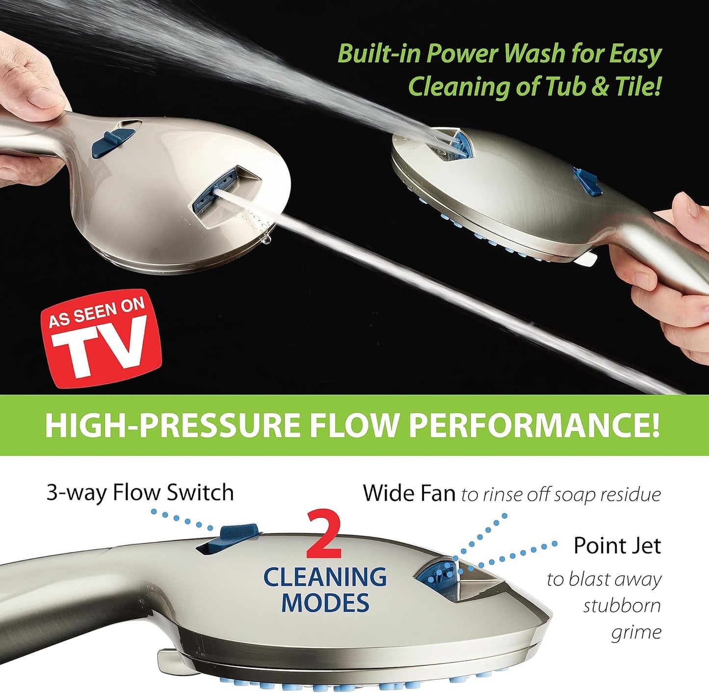 Purilite Select 8-Setting Handheld Shower Head – High Pressure, Self-Cleaning, Total Shower Hygiene System