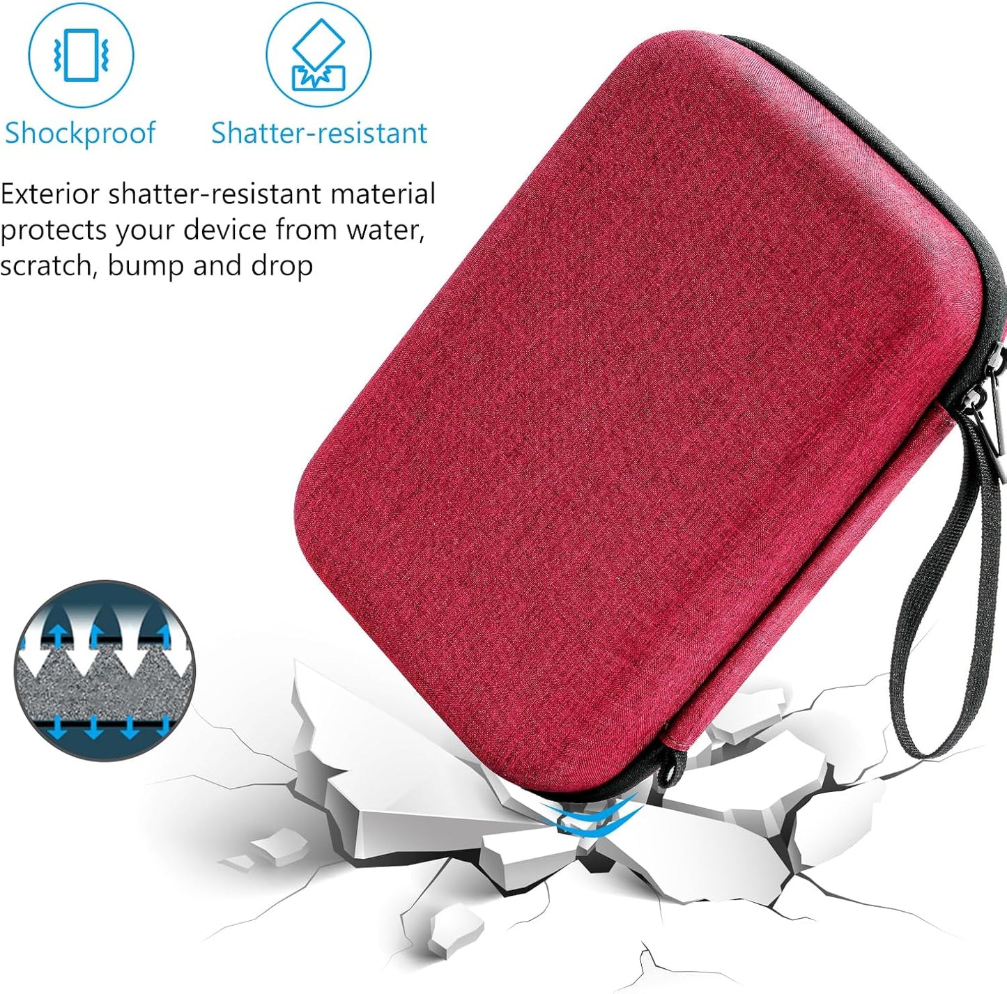 ProCase Hard Travel Electronic Organizer Case for MacBook Power Adapter Chargers Cables Power Bank Apple Magic Mouse Apple Pencil USB Flash Disk SD Card Small Portable Accessories Bag -L, Black