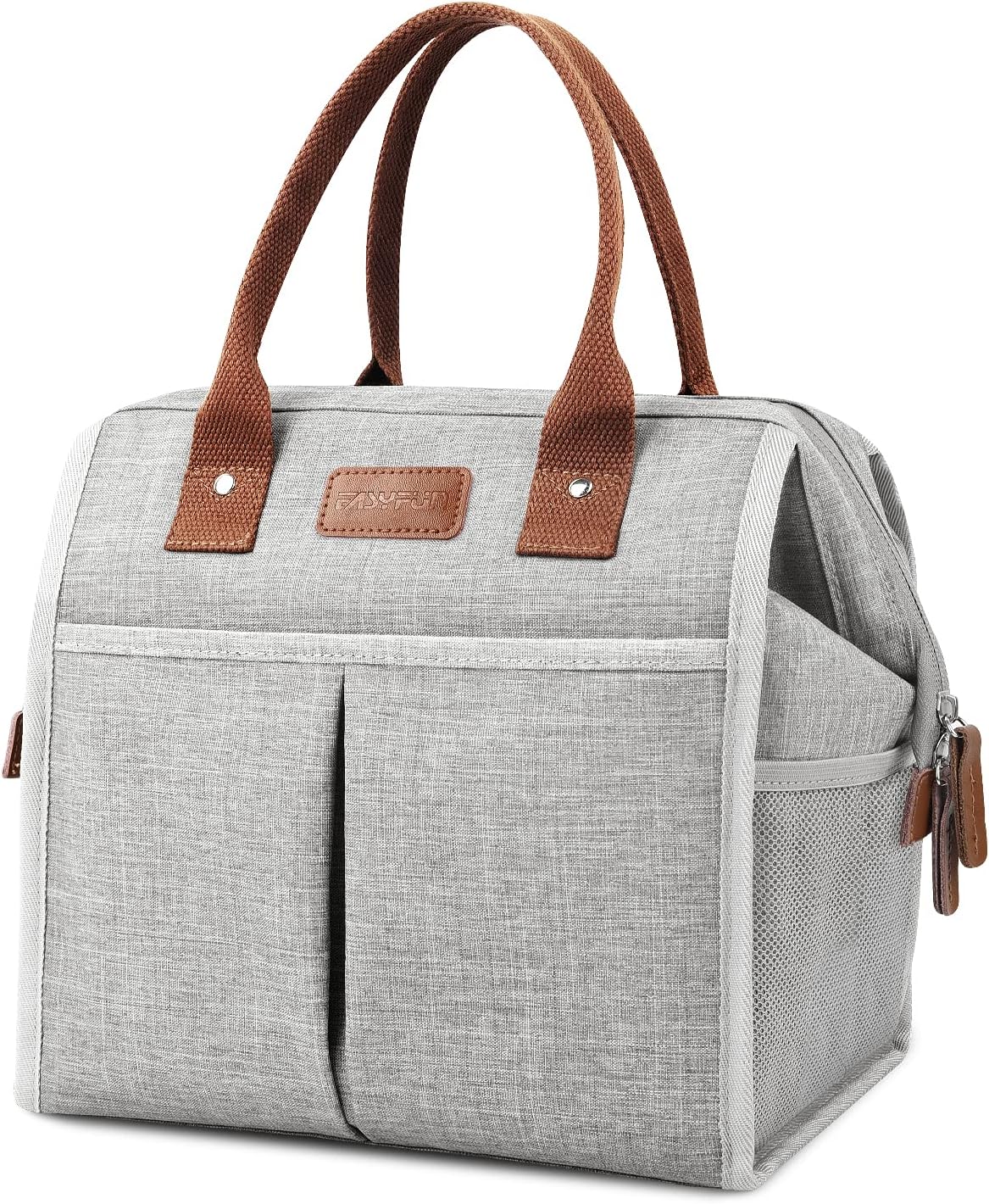 Lunch Bag for Women & Men, Insulated Lunch Box Cooler Tote Bags, Adult Reusable Lunch Boxes with Water Resistant for Work, Travel and Picnic (Grey)