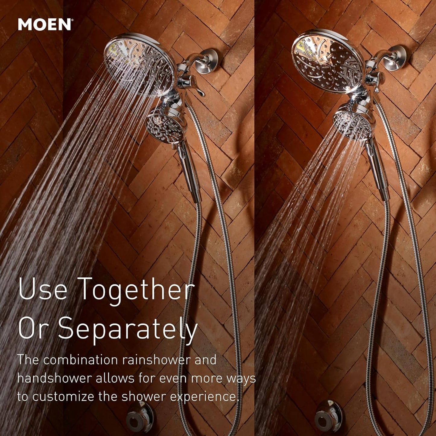 Moen 26009 Engage Magnetix 2.5 GPM Handheld/Rain Shower Head 2-in-1 Combo Featuring Magnetic Docking System, Pack of 1, Chrome