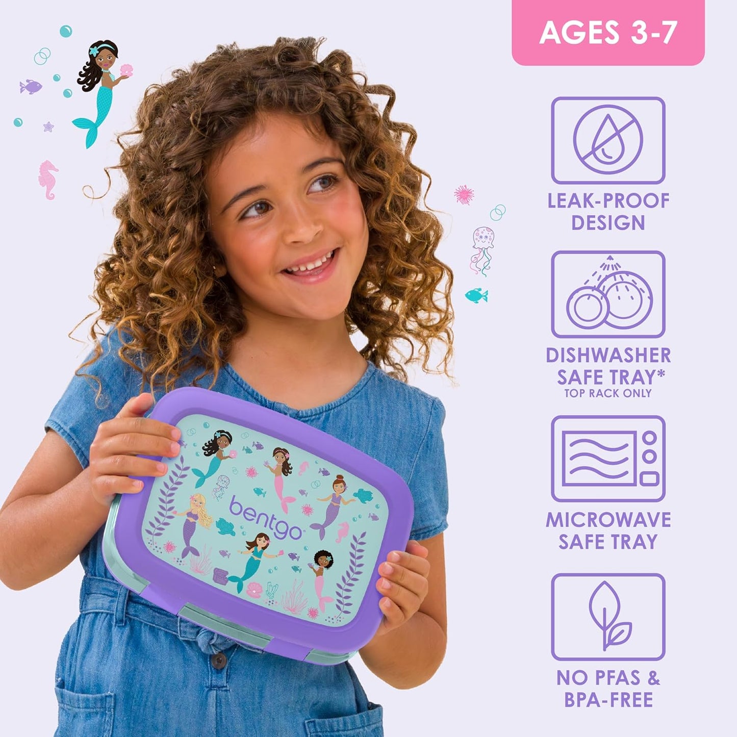 Bentgo Kids Prints Leak-Proof, 5-Compartment Bento-Style Kids Lunch Box - Ideal Portion Sizes for Ages 3 to 7 - BPA-Free, Dishwasher Safe, Food-Safe Materials - 2021 Collection (Llamas)