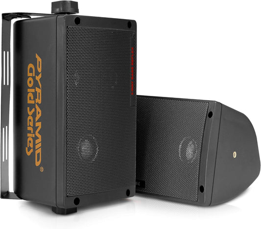 Pyramid Outdoor Speaker, 200 Watt 3-way Mini Box Speaker System, Perfect for Indoor and Outdoor Use, 3.25" Powerful Woofer, Pair
