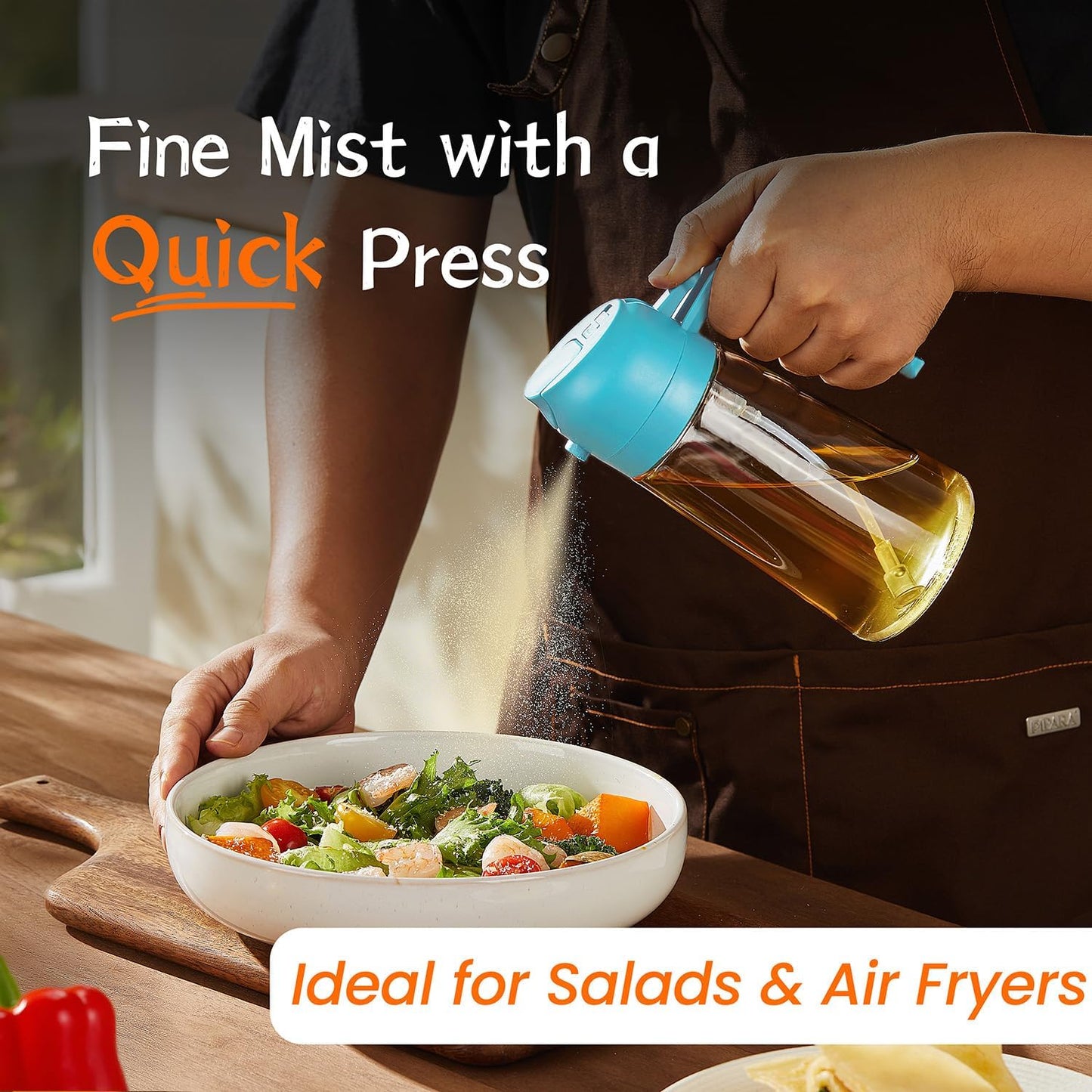 Purilite Select 470ml Glass Oil Sprayer & Dispenser Bottle – 2-in-1 Flip Top