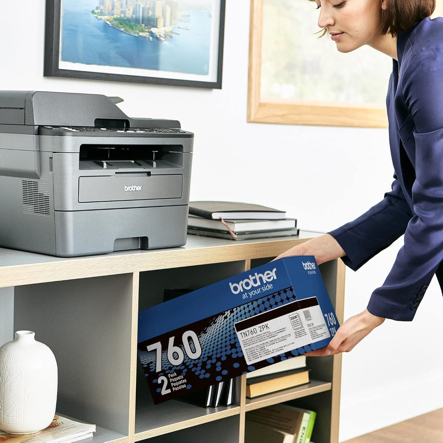 Brother original TN730 High-Yield Black Toner Cartridge, higher yield for value, original toner replacement cartridges, for Brother laser printers HL-L2395DW, DCP-L2550DW, MFC-L2750DW, and more