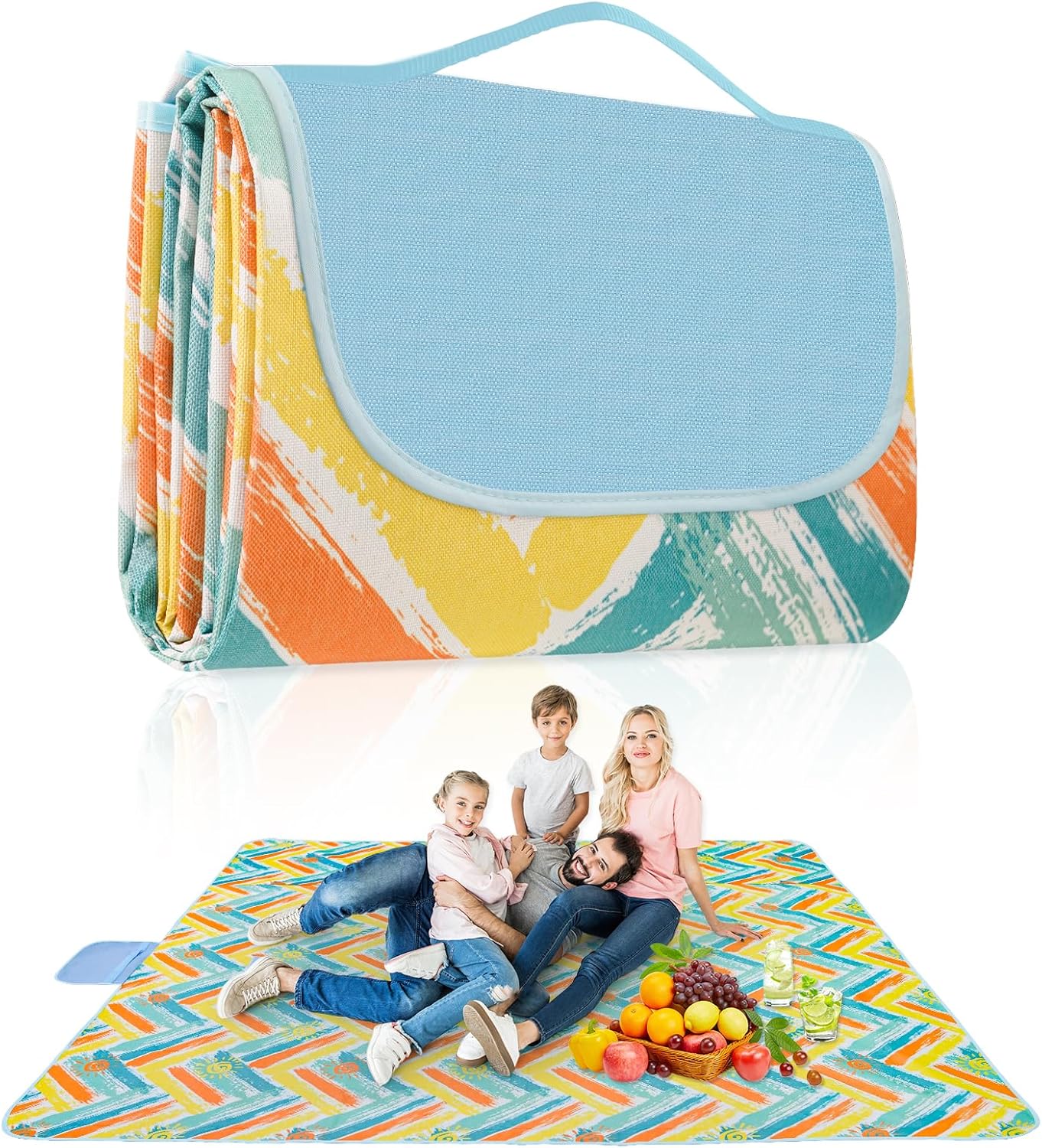 Habaylin Picnic Blanket Large, 79"X79" Waterproof Extra Large Beach Blanket, Foldable Picnic Blanket for Hiking, Party, Camping on Grass Sandproof Handy Picnic Mat