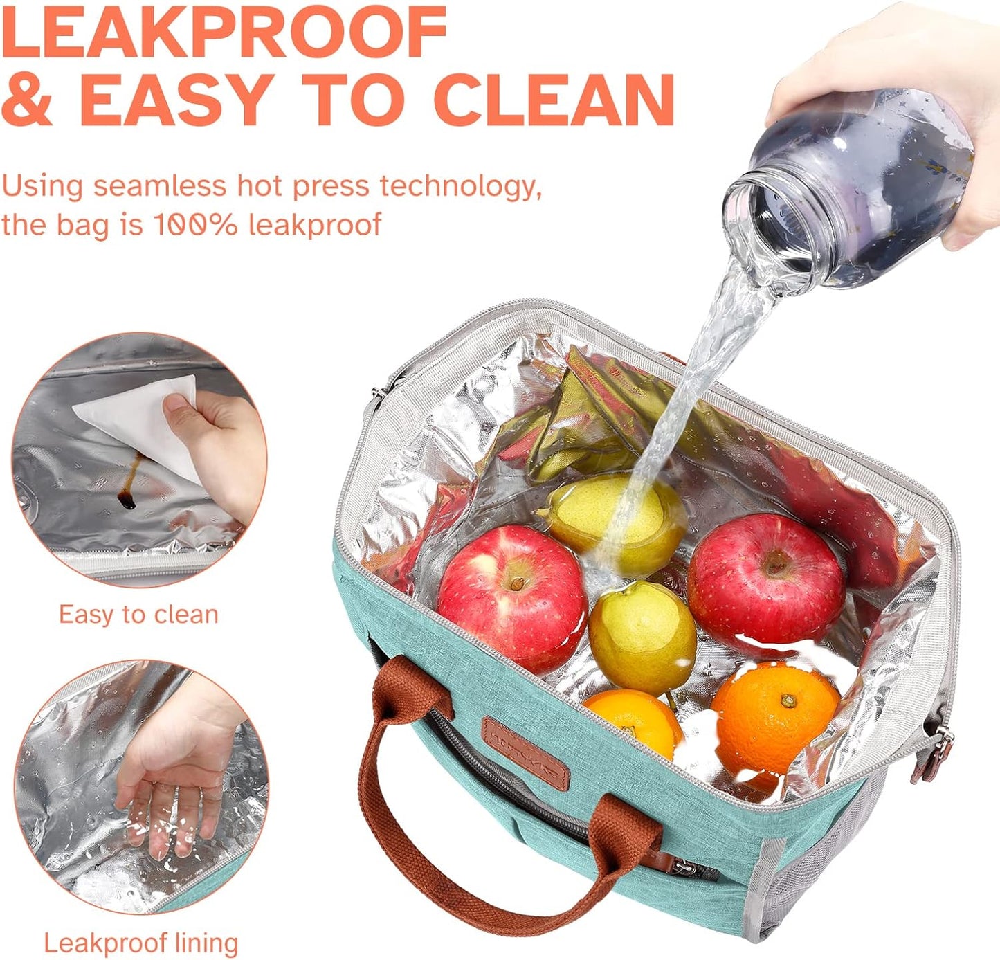 Lunch Bag for Women & Men, Insulated Lunch Box Cooler Tote Bags, Adult Reusable Lunch Boxes with Water Resistant for Work, Travel and Picnic (Grey)