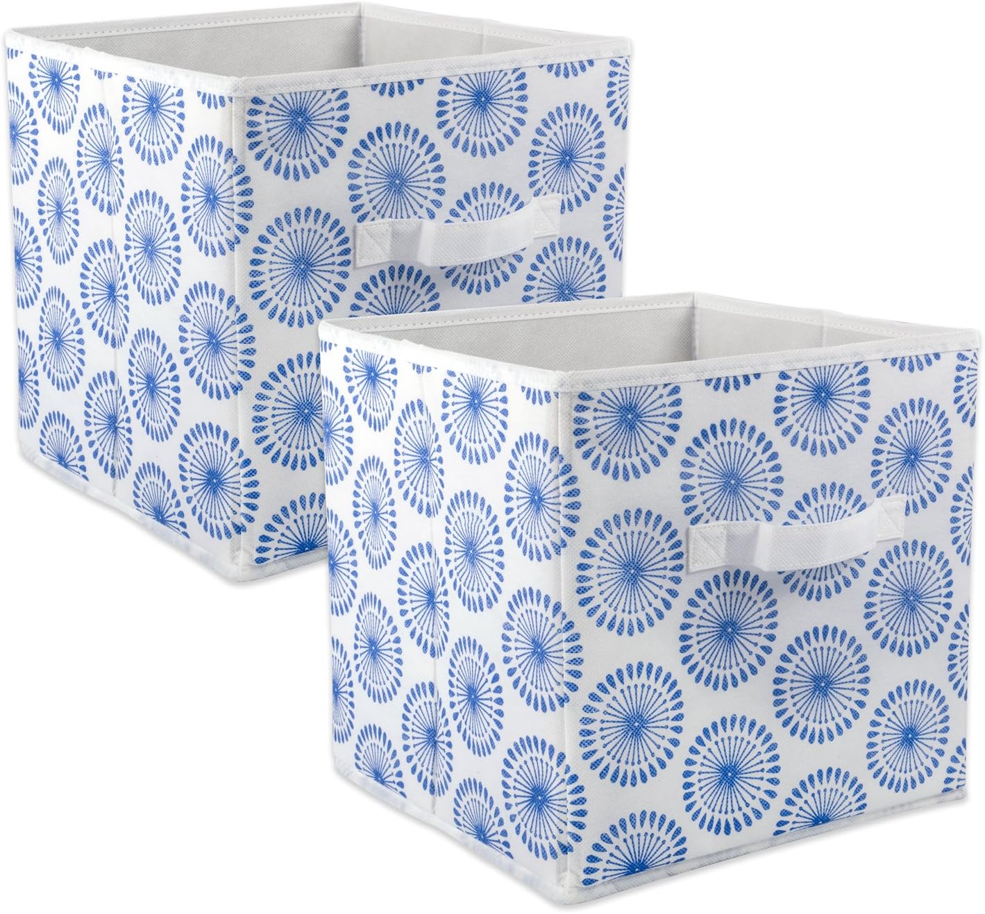 DII Foldable Fabric Storage Containers for Nurseries, Offices, Closets, Home Decor, Cube Organizers & Everyday Storage Needs, (Large - 11 x 11 x 11) Scroll Nautical Blue - Set of 2