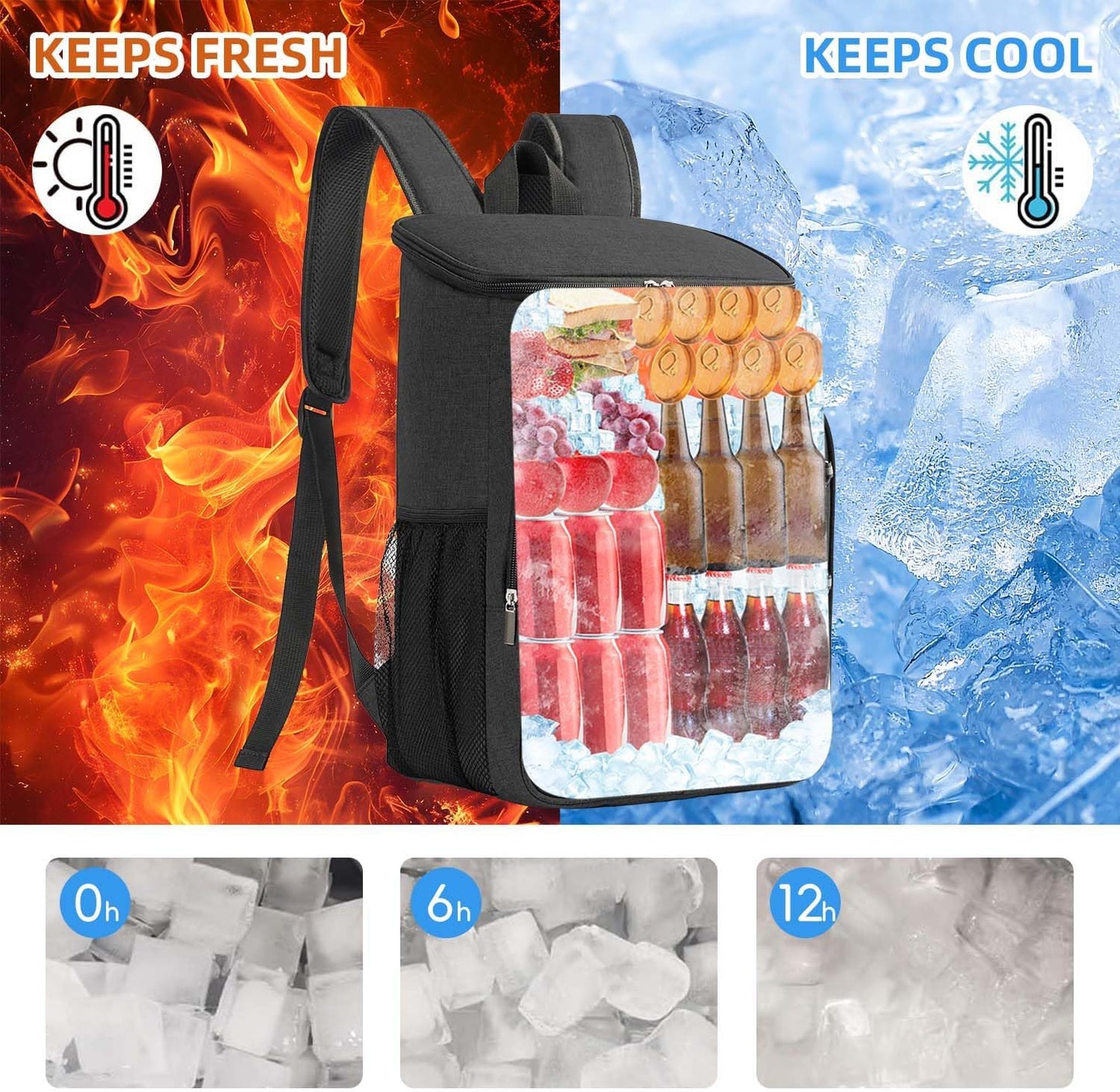 Bagtopia Camping Cooler Backpack 25 Cans, Leak Proof Insulated Thermal Bag, Beach Travel Picnic Lunch Backpack for Men Women