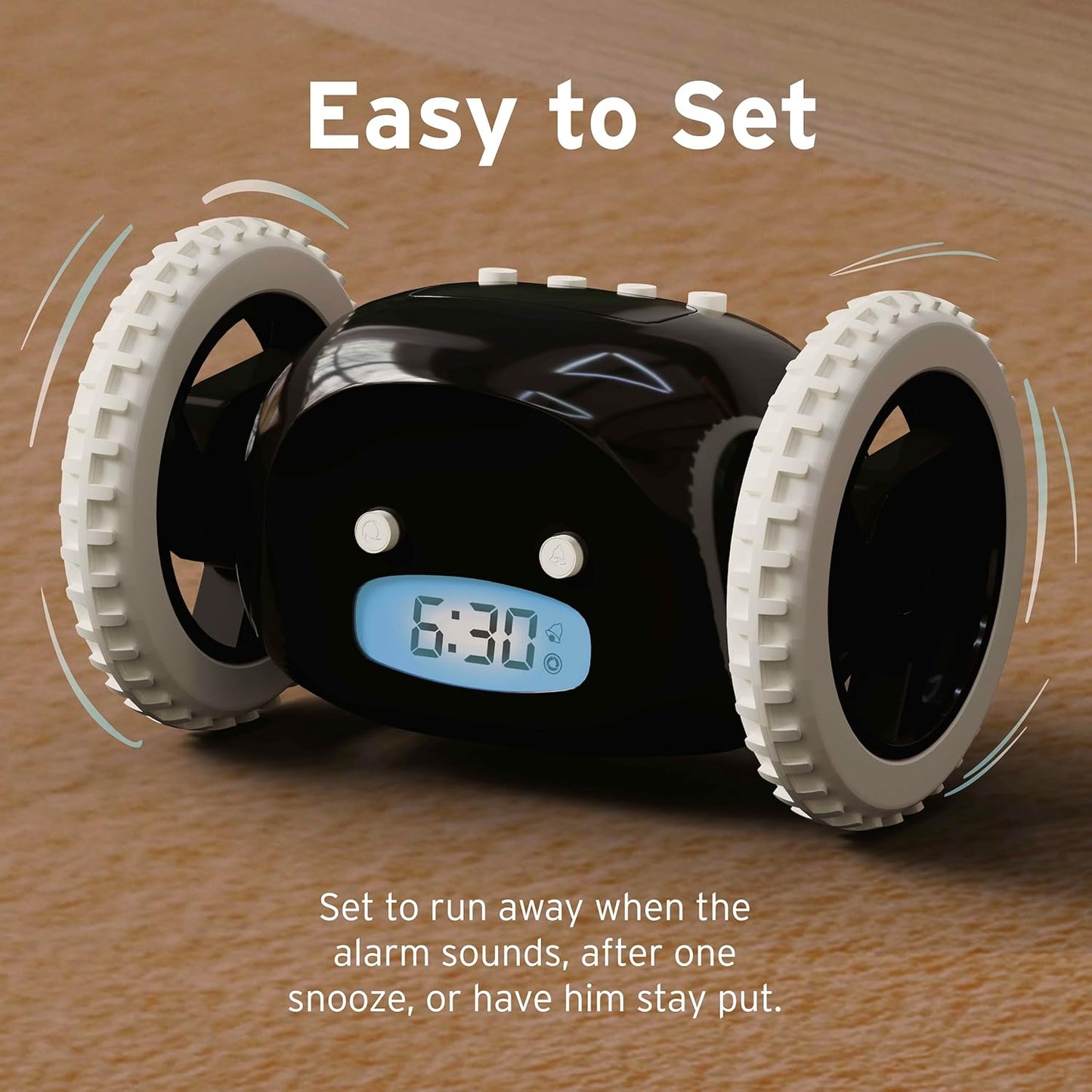 CLOCKY Extra Super Loud Alarm Clock for Heavy Sleepers Adults Kids Teens Bedroom, Move Jump Roll Run Away Easy to Set Smart Digital Alarm Clock Funny Gag Gift (Chrome)