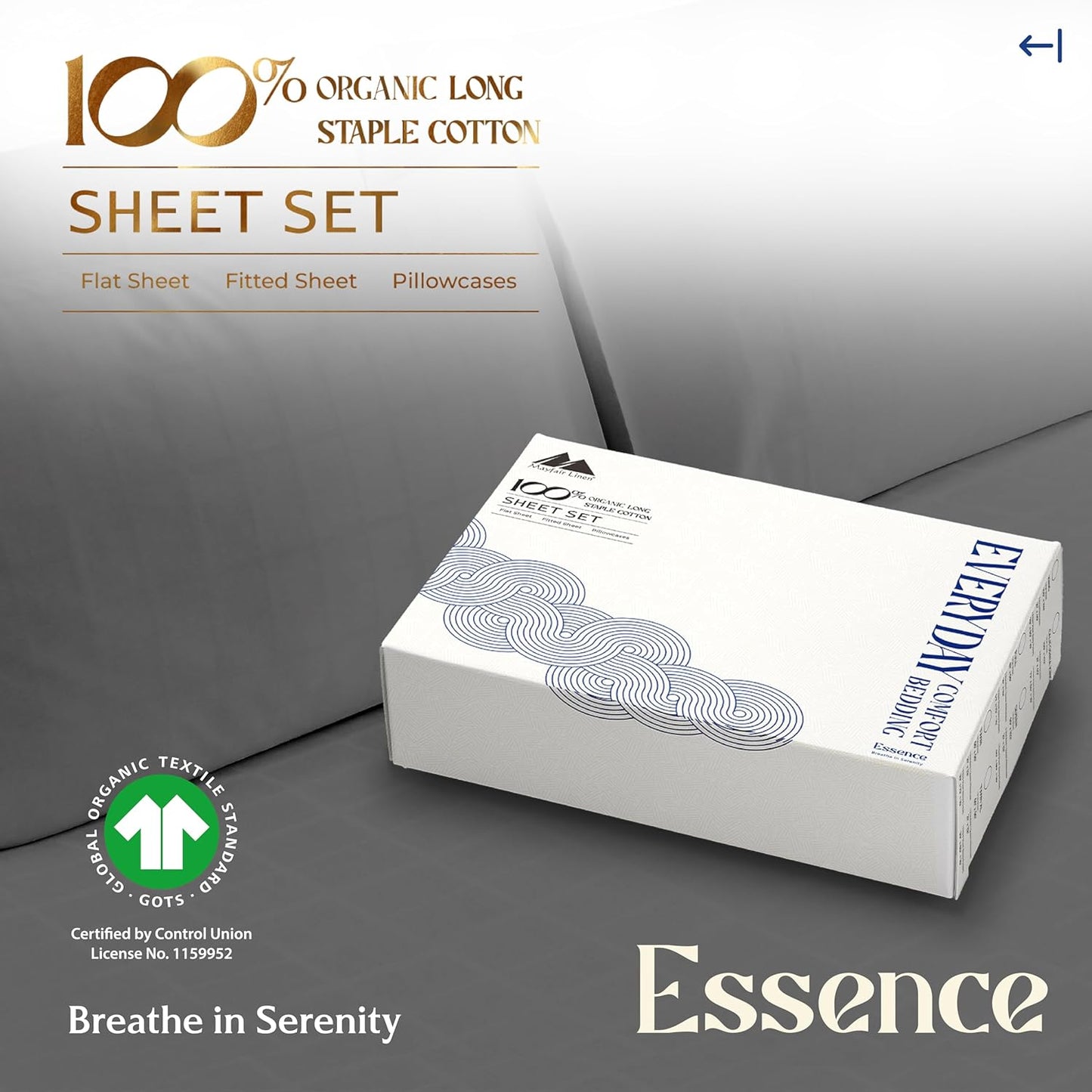 Mayfair Linen 100% Organic Cotton Percale Sheets Full Size - White Cotton Percale Sheets Full, 4 Piece Full Percale Sheet Sets, Soft & Crisp, Cooling Sheets, 16" Deep Pocket Hotel Sheets Full Size