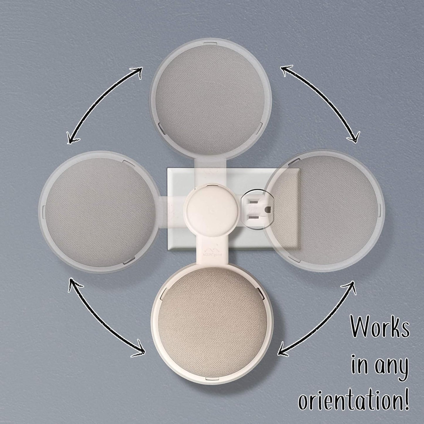 The Mini Genie for Google Nest Mini (2nd Gen) | Cleanest Design | Lowest Profile | No Ugly Bulk | Vertical or Horizontal | Outlet Wall Mount Hanger Stand (White, 1-Pack)