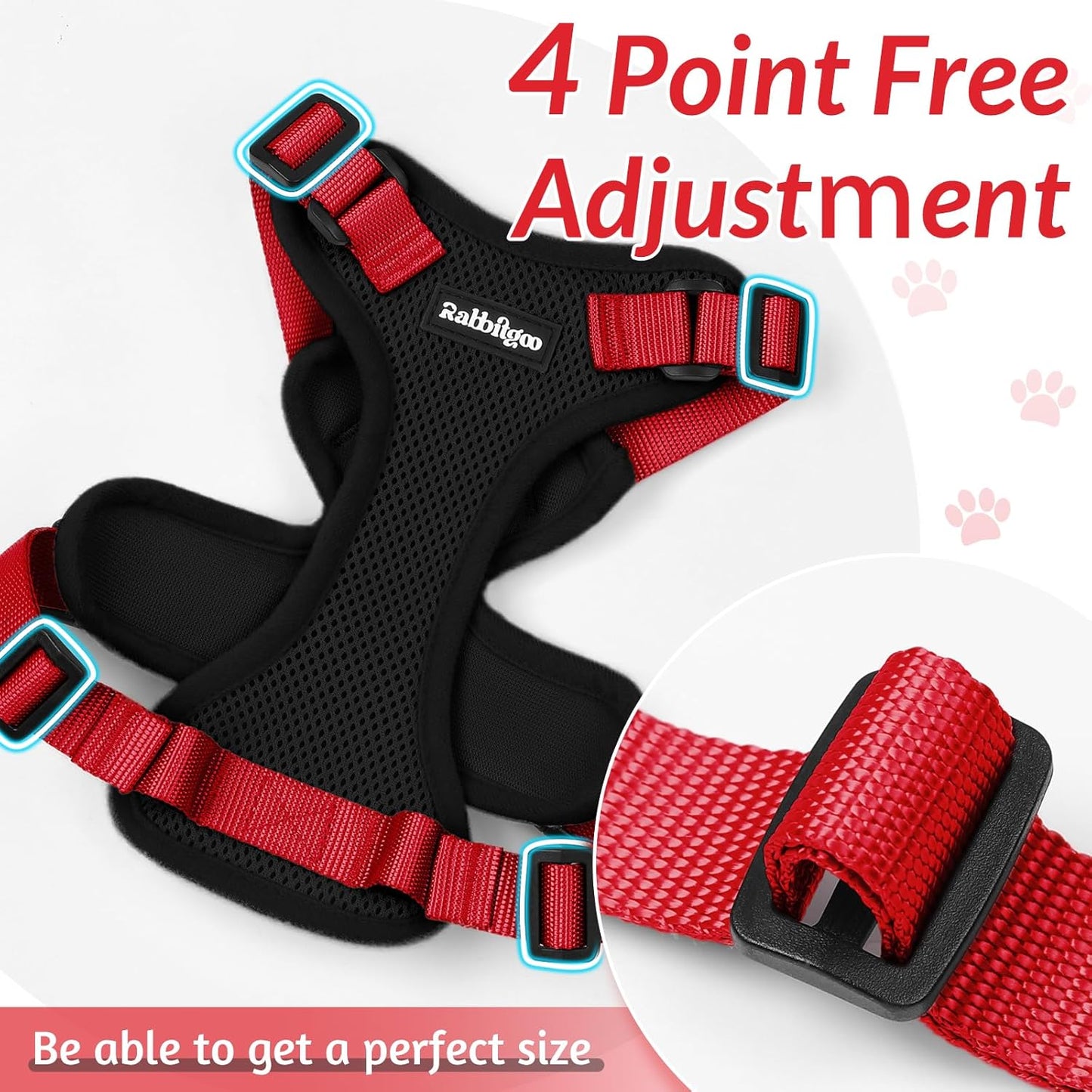 rabbitgoo Cat Harness and Leash for Walking, Escape Proof Soft Adjustable Vest Harnesses for Small Medium Cats, Easy Control Breathable Reflective Strips Jacket, XS, Black