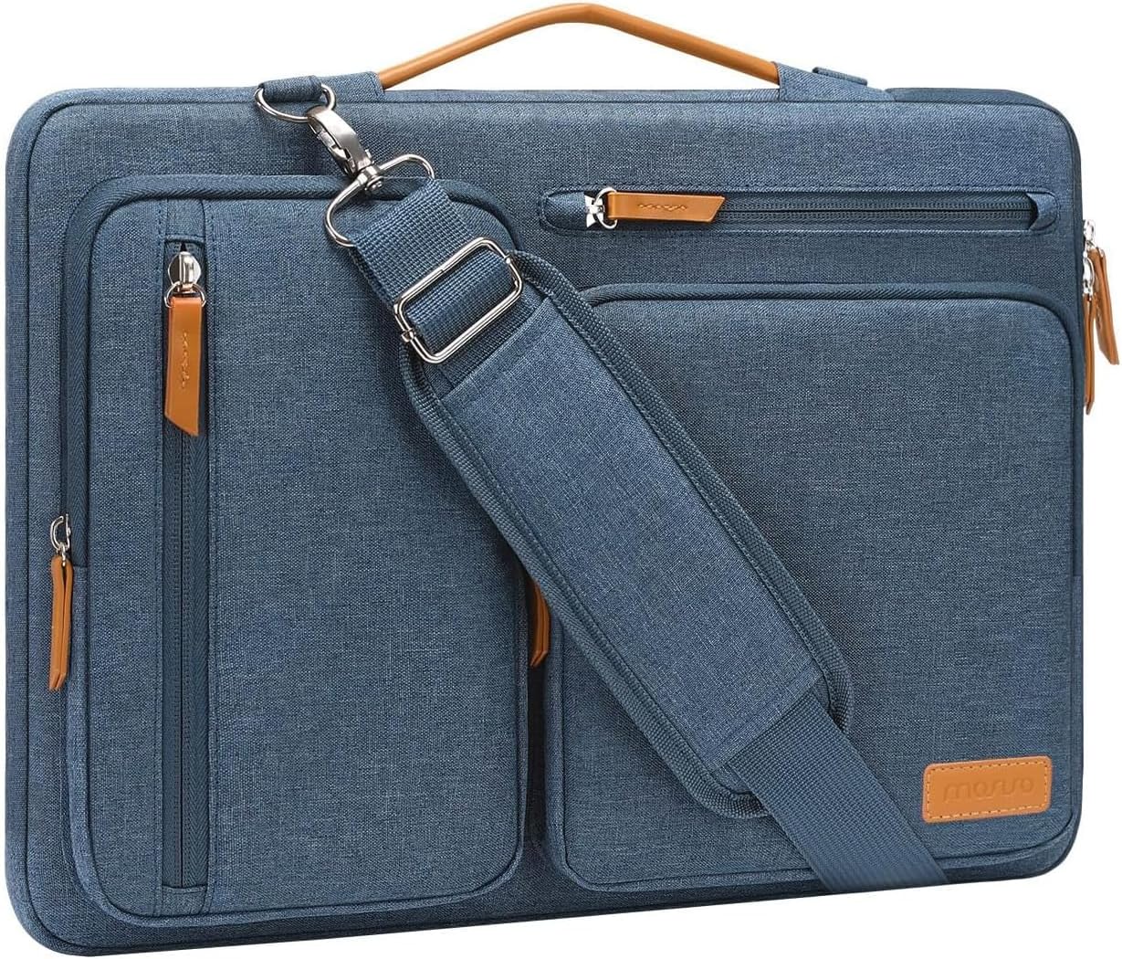 MOSISO 360 Protective Laptop Bag 13.3 inch, 13-13.3 inch Computer Shoulder Bag Compatible with MacBook Air/Pro 13/Pro 14, HP Dell ASUS, Side Open Messenger Case &4 Zipper Pockets&Handle, Black