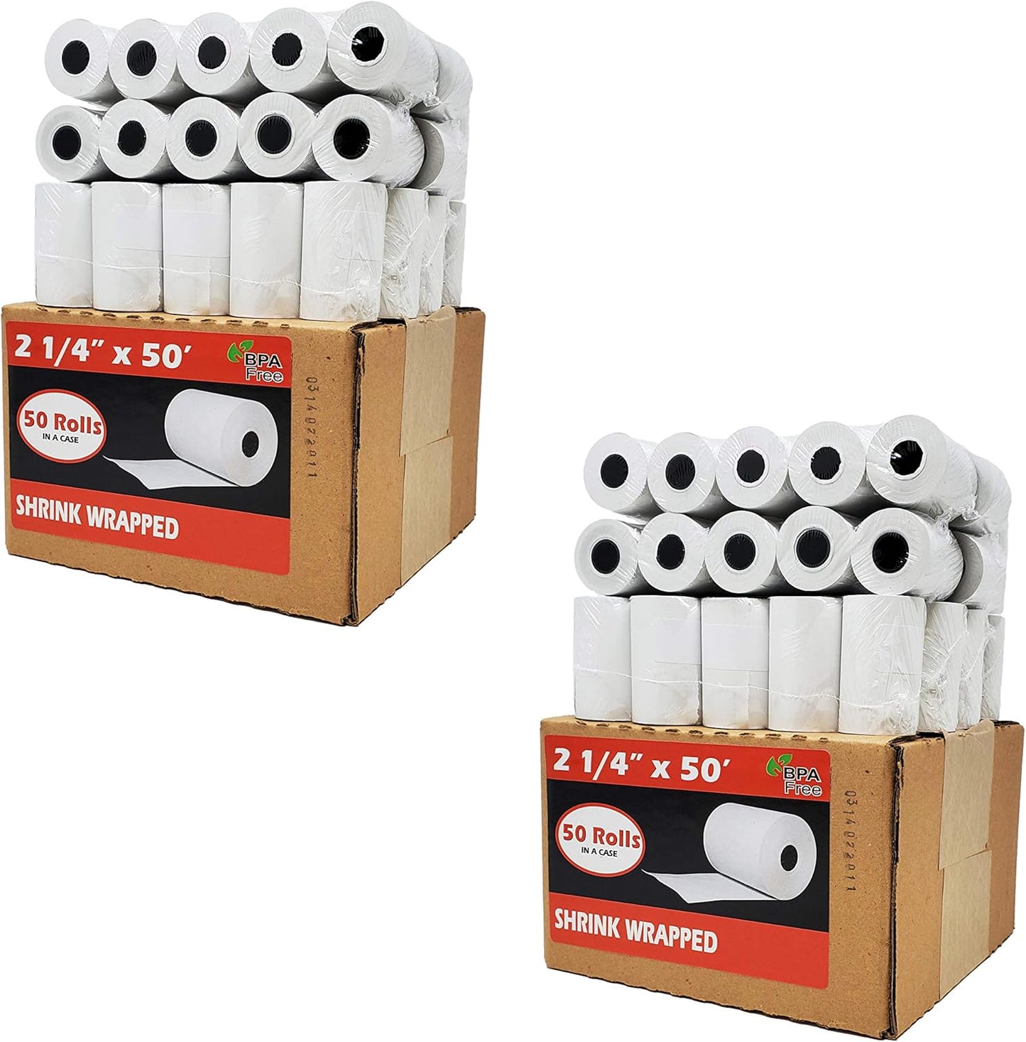 (50 Rolls) 2 1/4 x 50 Thermal Paper Receipt Rolls 2.25 x 50 ft POS Cash Register fits All Credit Card Terminals