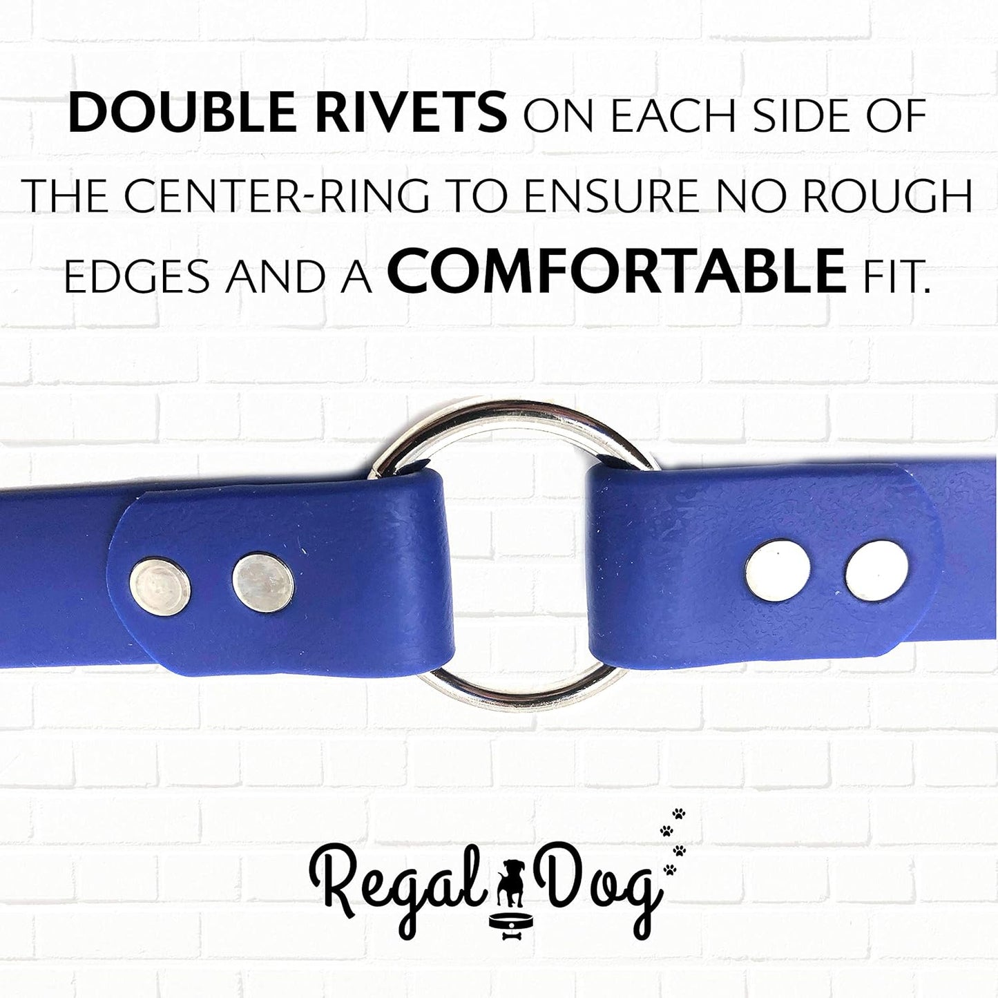 Regal Dog Products Medium Orange Dog Collar with Heavy Duty Double Buckle & D Ring | Vinyl Coated, Custom Fit, Adjustable Biothane Dog Collar Chew Resistant Waterproof Center-Ring Collar for Dogs