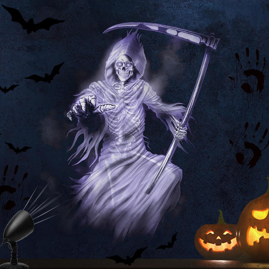 Halloween Projector Lights Outdoor Indoor - 3D Dynamic White Reaper Projector Decorations Lights with Timer, Waterproof Halloween Light for Wall, Window, Ground, Roof, Cemetery, Halloween Decor