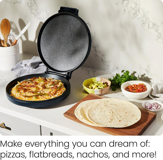 Chefman Everything Maker & Pizza Oven – 1440W Countertop Electric Pizza Maker with 12” Nonstick Cooking Plates, Make Pizza, Quesadillas, Omelettes and More, with Indicator Lights and Vertical Storage - PuriLite